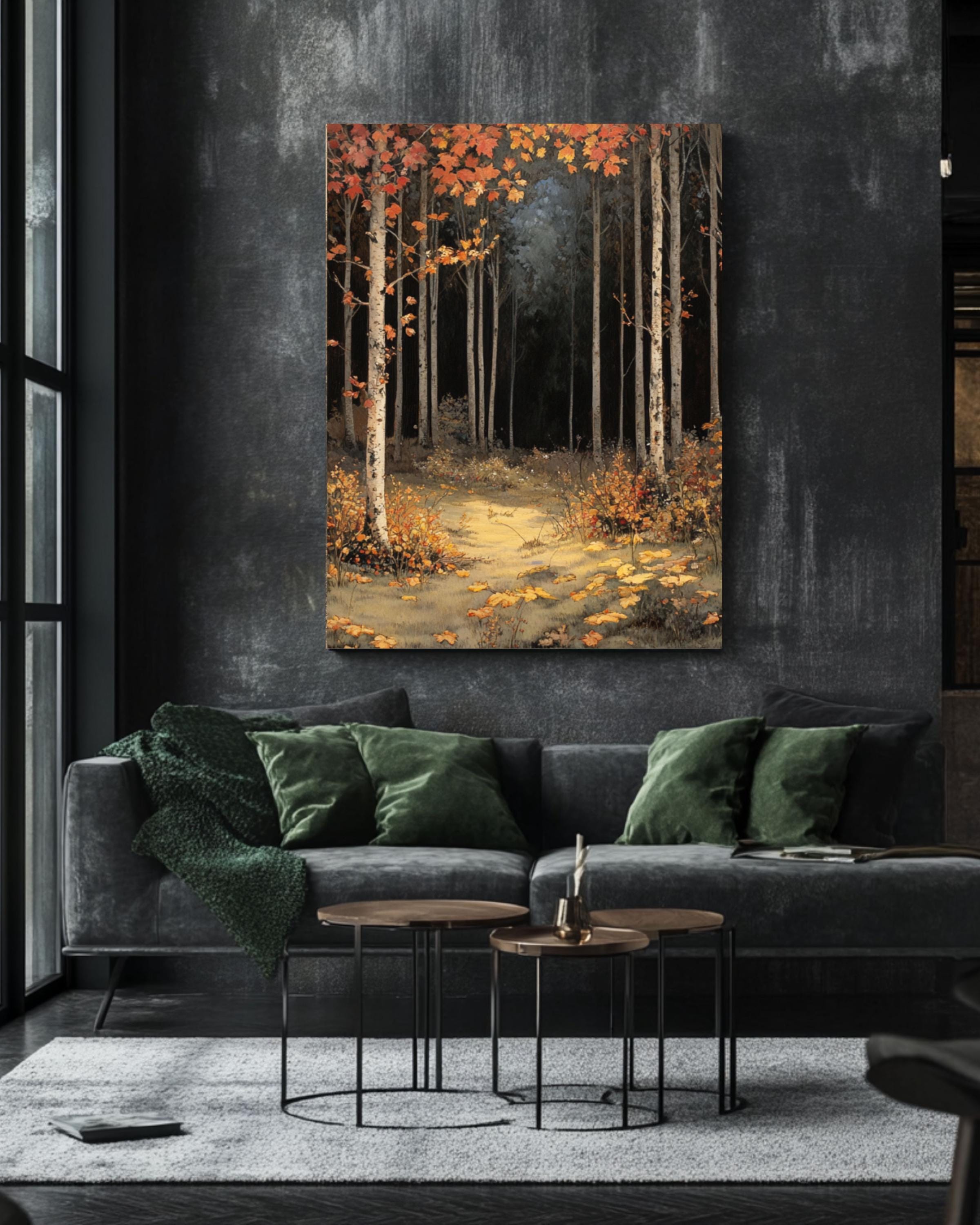 Vintage Botanical Autumn Forest Print: Elegant Fall Decor Canvas Wall Art Print – Premium Home Decor