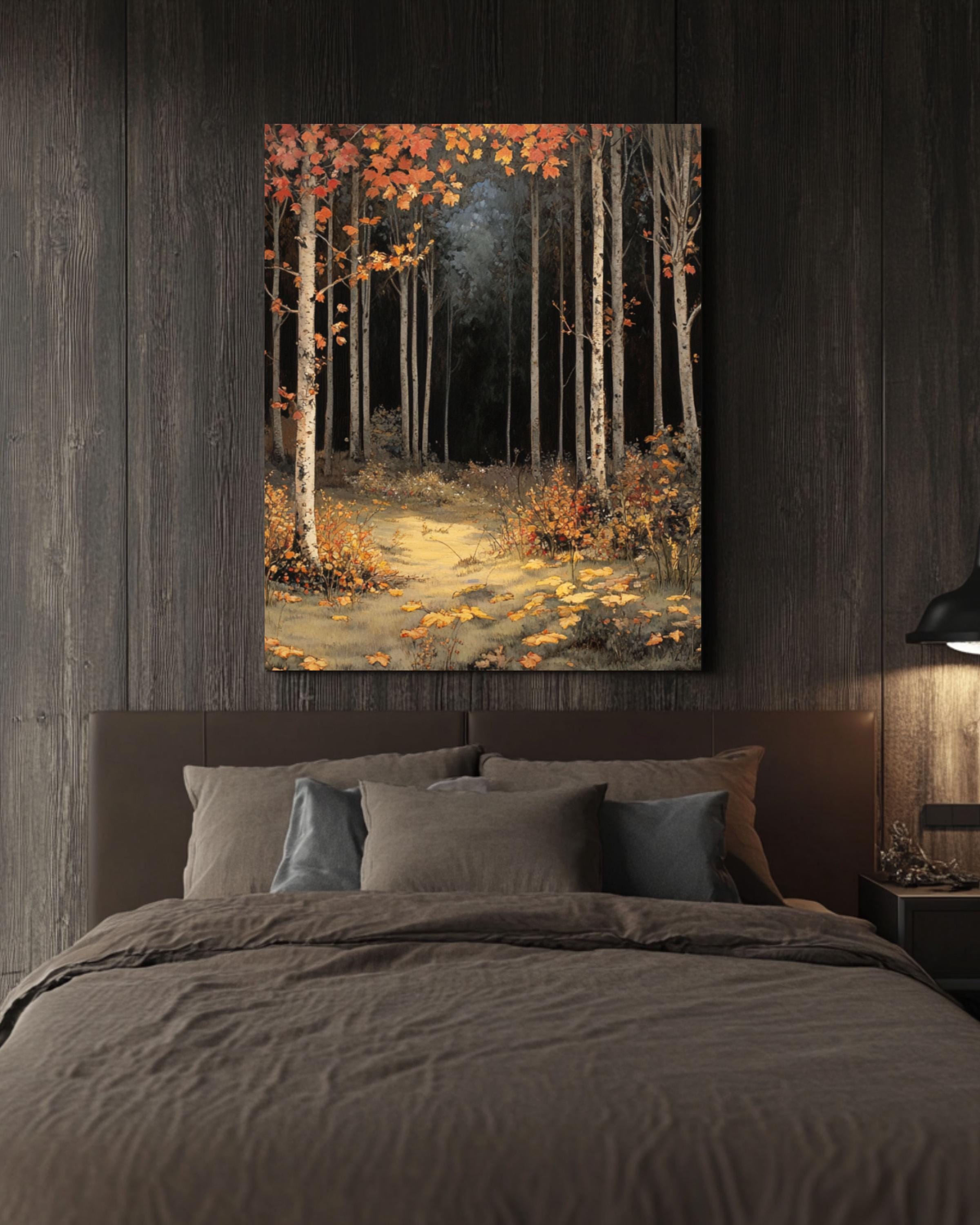 Vintage Botanical Autumn Forest Print: Elegant Fall Decor Canvas Wall Art Print – Premium Home Decor
