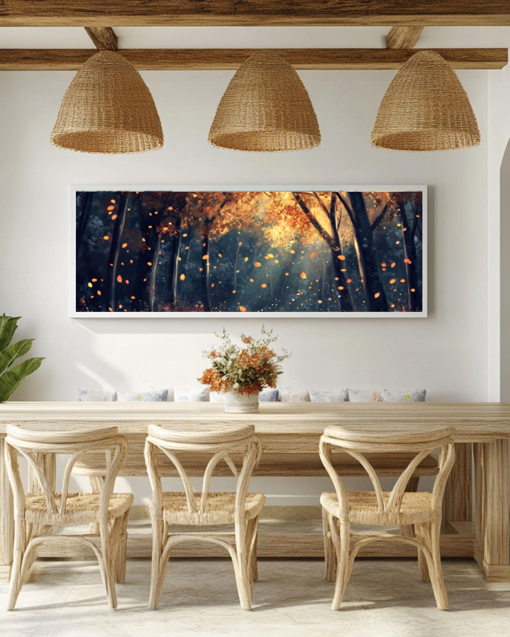 Magical Autumn Forest Path Art: Golden Leaves Canvas Print Canvas Wall Art Print – Premium Home Decor