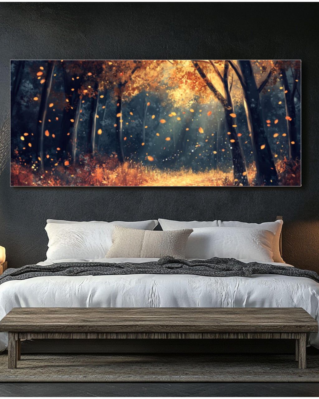 Magical Autumn Forest Path Art: Golden Leaves Canvas Print Canvas Wall Art Print – Premium Home Decor