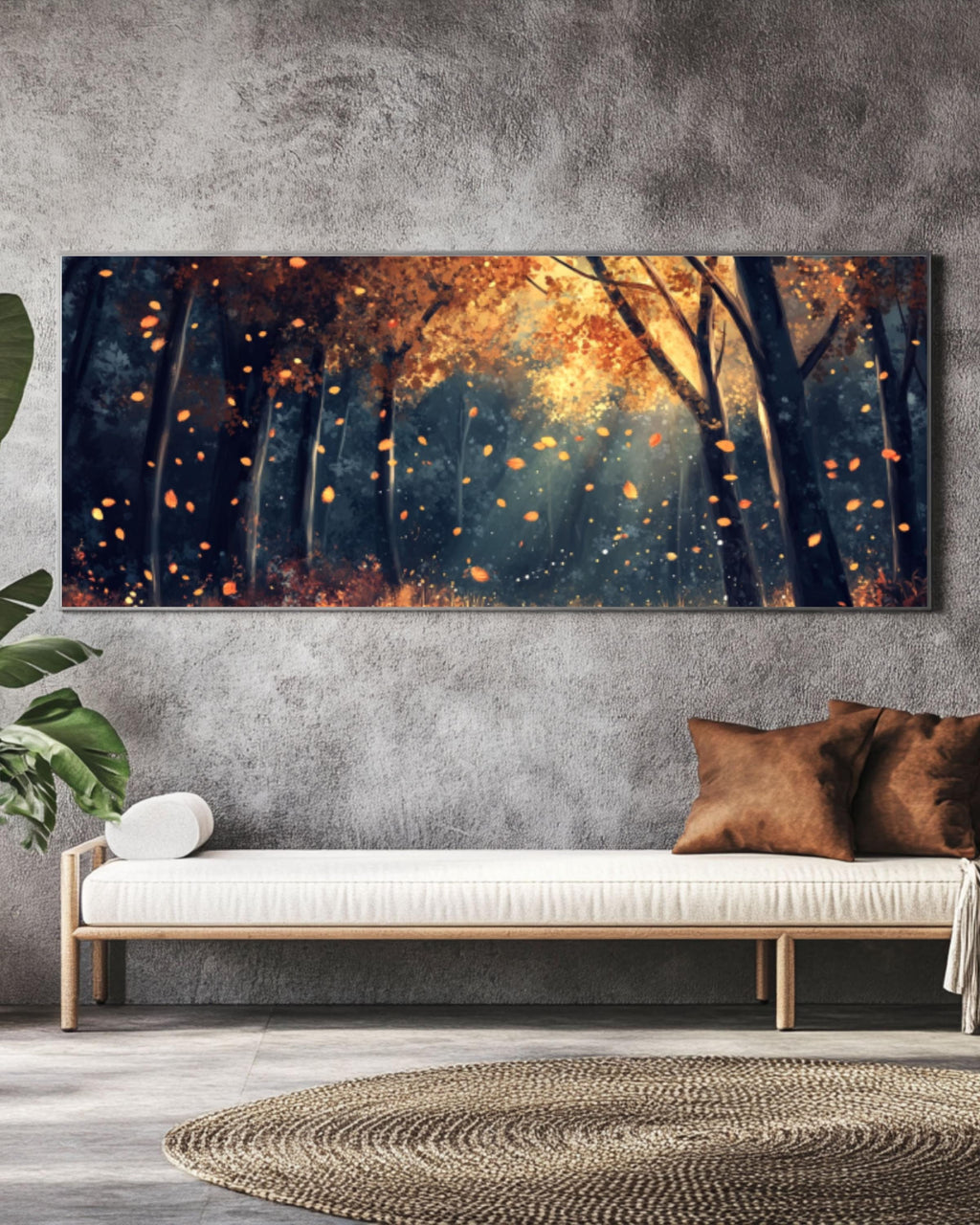 Magical Autumn Forest Path Art: Golden Leaves Canvas Print Canvas Wall Art Print – Premium Home Decor