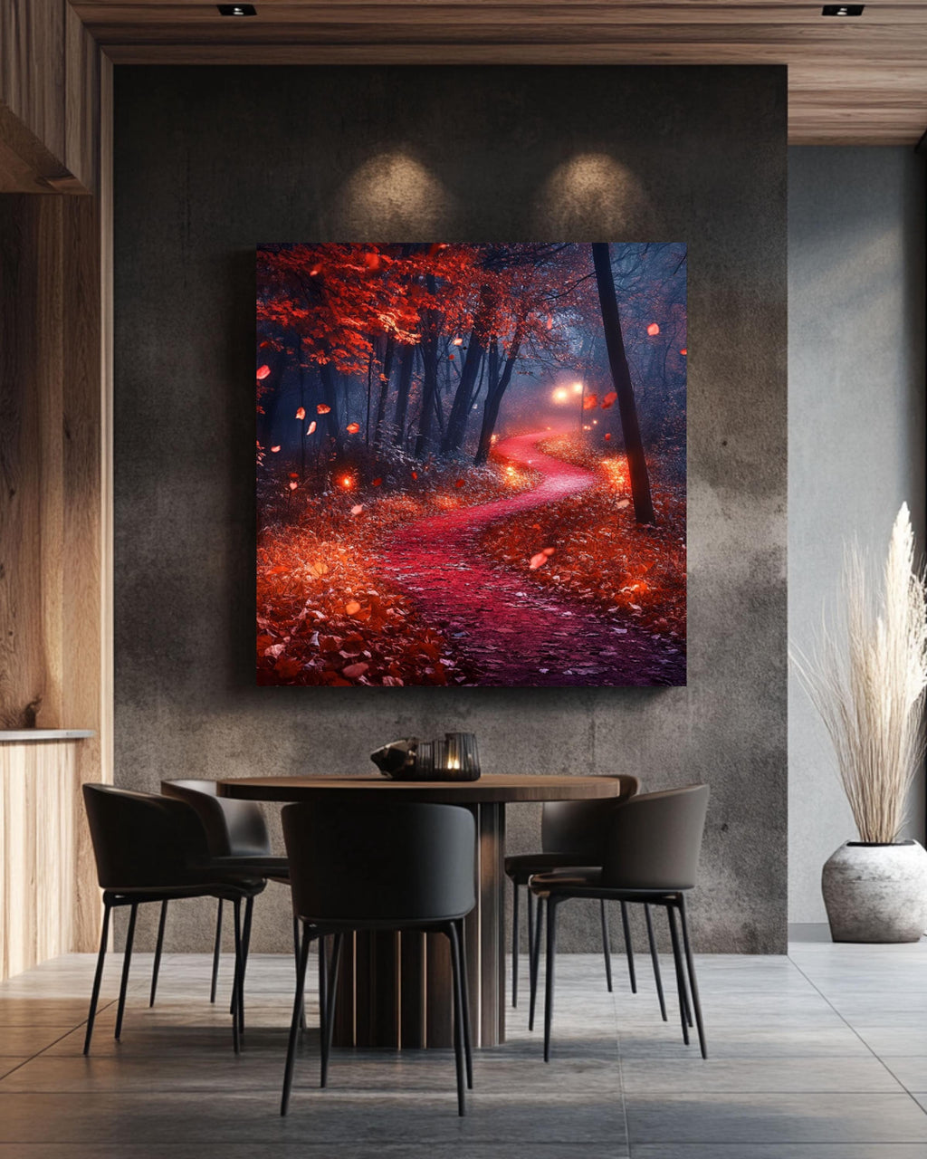 Autumn Forest Night Wall Art: Mystical Fall Landscape Print Canvas Wall Art Print – Premium Home Decor