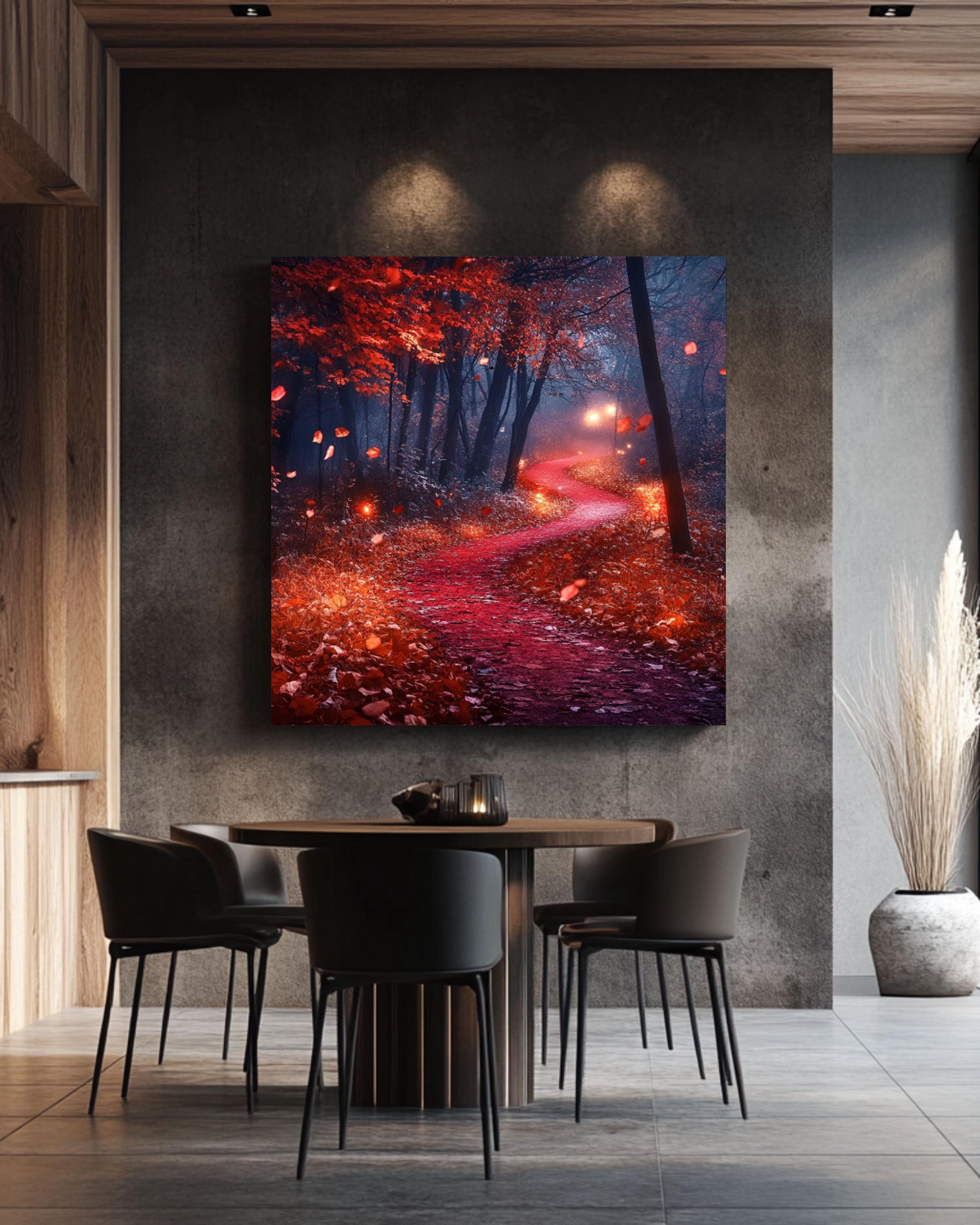 Autumn Forest Night Wall Art: Mystical Fall Landscape Print Canvas Wall Art Print – Premium Home Decor