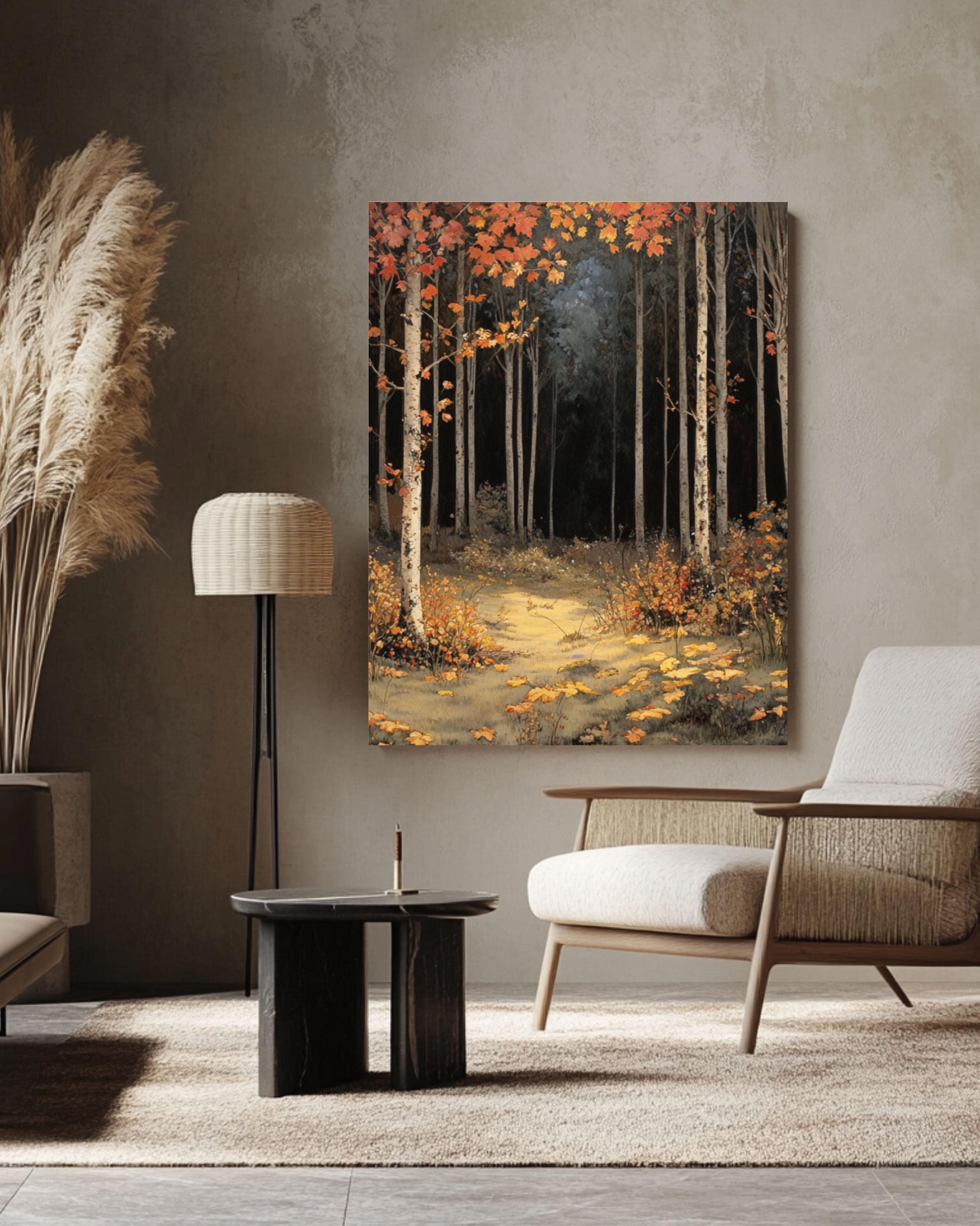Vintage Botanical Autumn Forest Print: Elegant Fall Decor Canvas Wall Art Print – Premium Home Decor