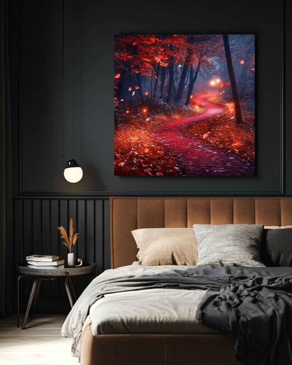 Autumn Forest Night Wall Art: Mystical Fall Landscape Print Canvas Wall Art Print – Premium Home Decor