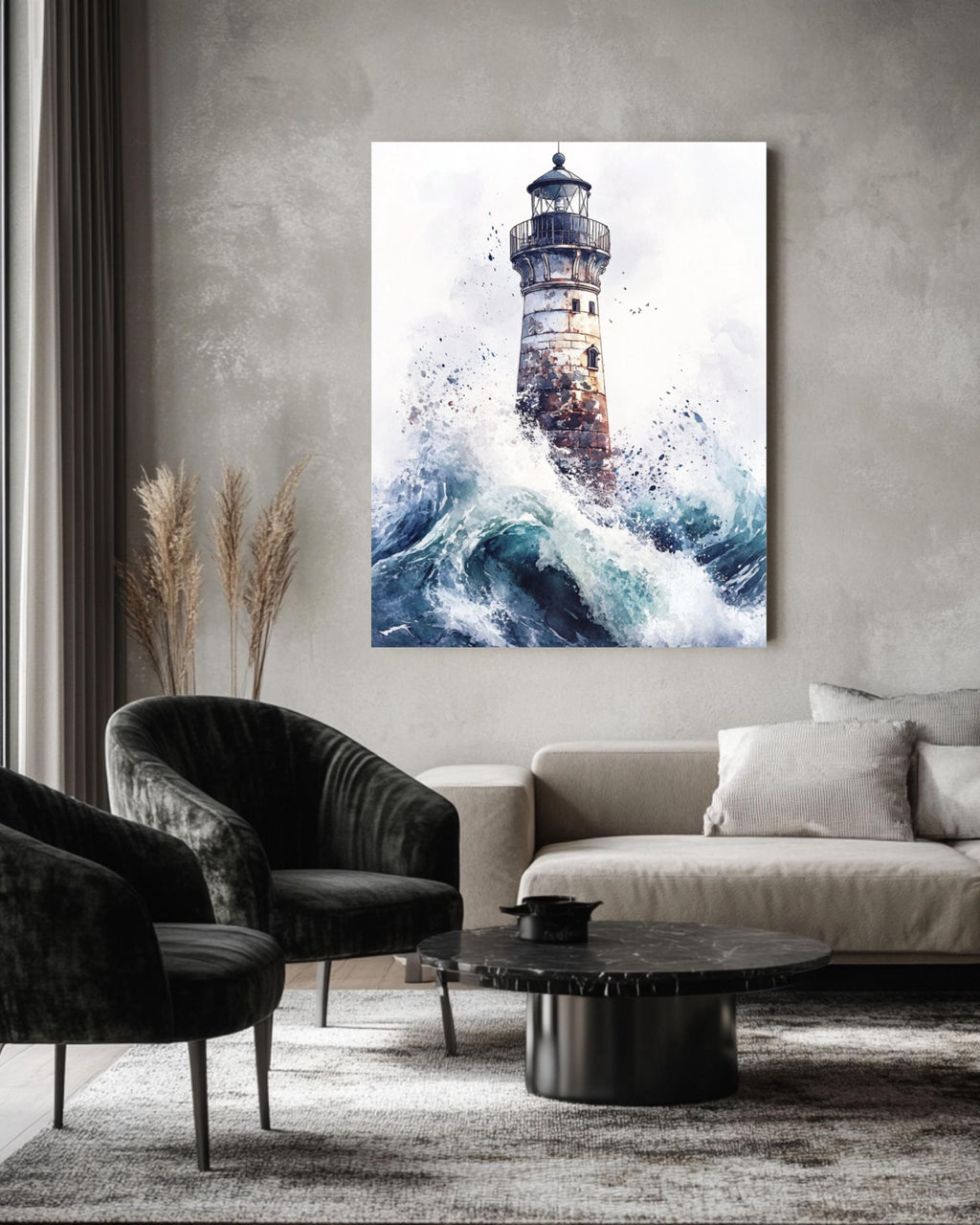 Whimsical Creepy Lighthouse Watercolor Print: Spooky Nautical Wall Art Canvas Wall Art Print – Premium Home Decor