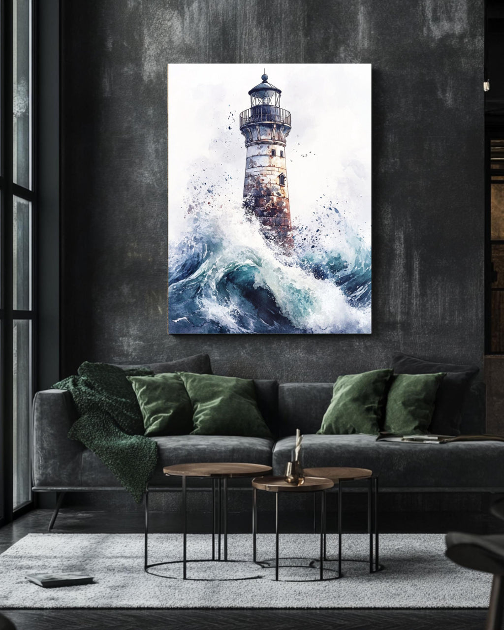 Whimsical Creepy Lighthouse Watercolor Print: Spooky Nautical Wall Art Canvas Wall Art Print – Premium Home Decor