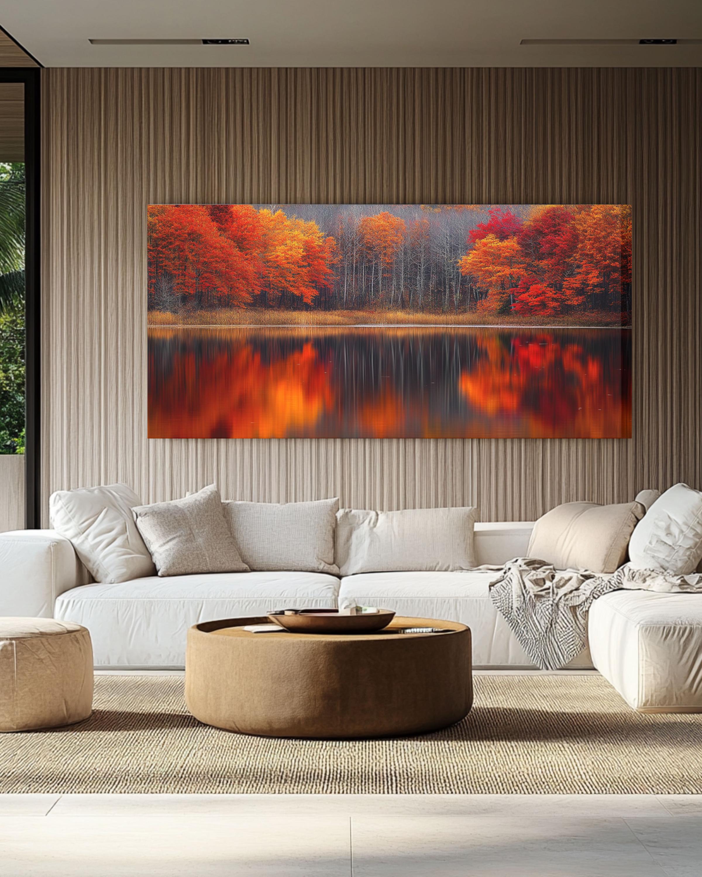 Panoramic Fall Foliage Wall Art – Vibrant Autumn Landscape Canvas Print