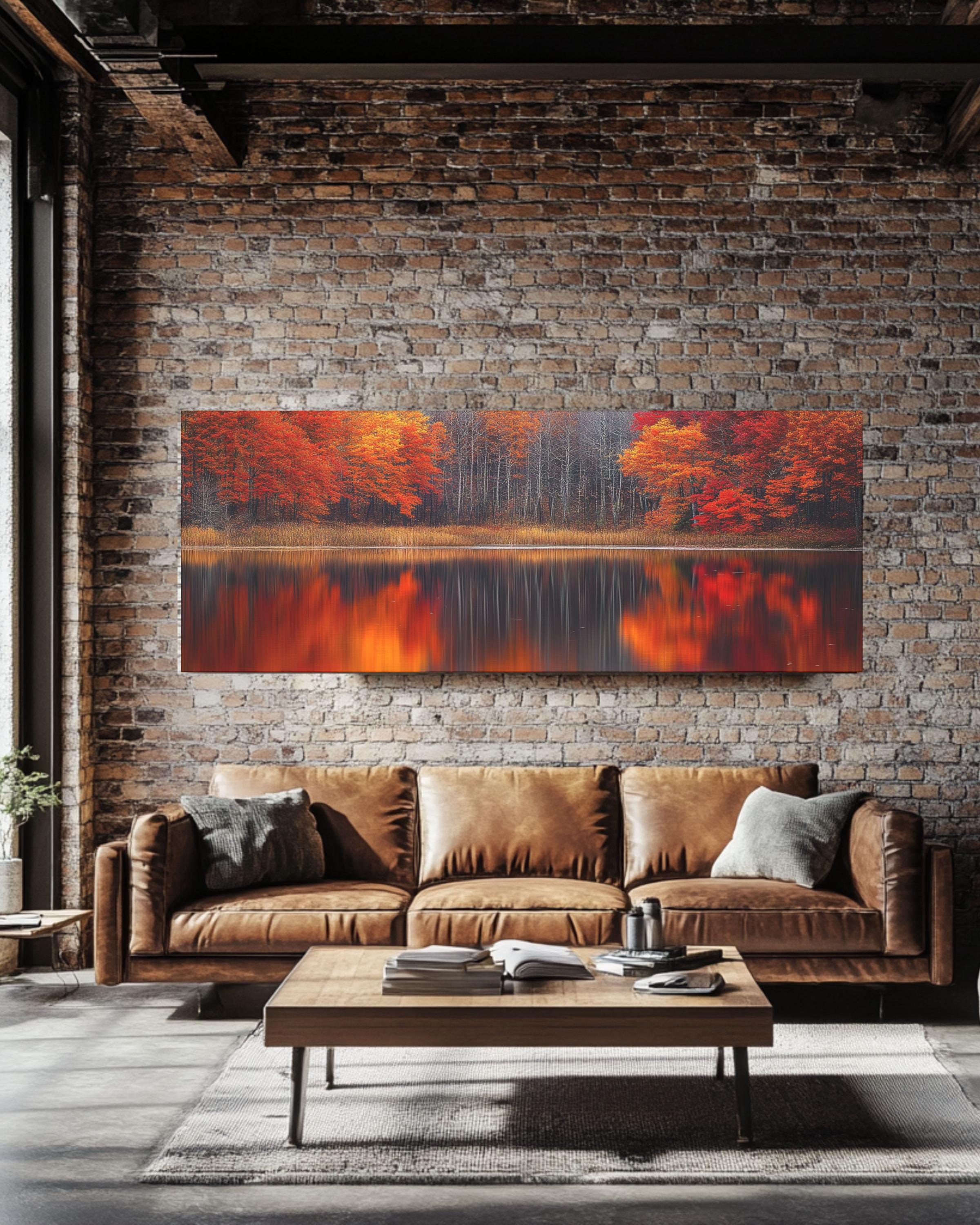 Panoramic Fall Foliage Wall Art – Vibrant Autumn Landscape Canvas Print