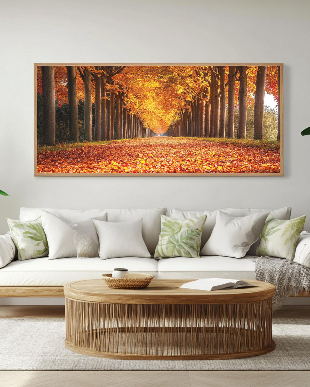 Golden Autumn Tree Alley Photography Print: Fall Foliage Decor Canvas Wall Art Print – Premium Home Decor