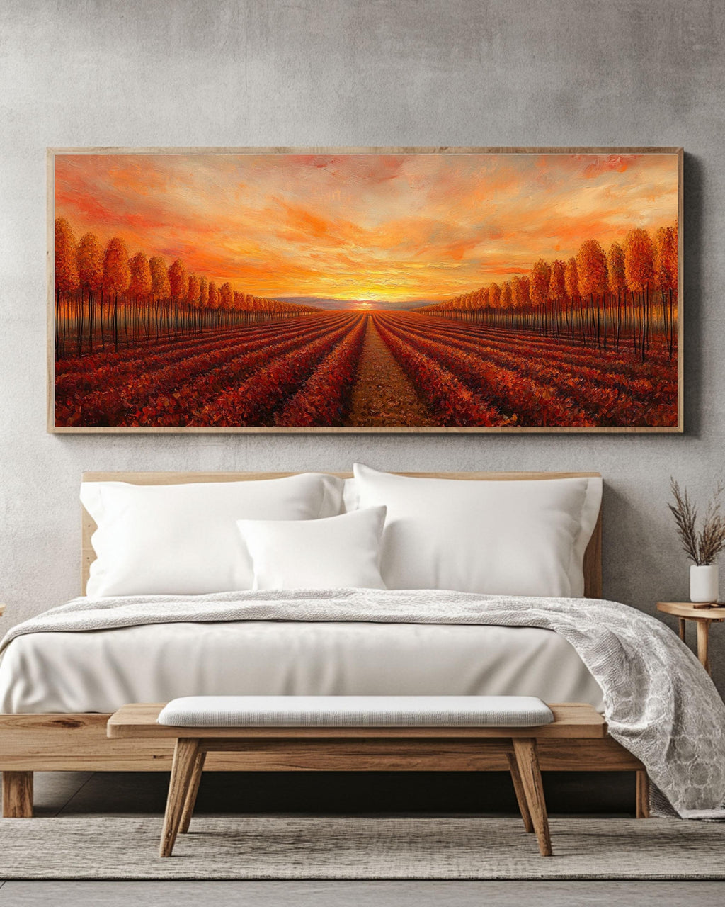 Autumn Forest Oil Painting: Panoramic Fall Landscape - Cozy Home Decor Canvas Wall Art – Modern Decor Print
