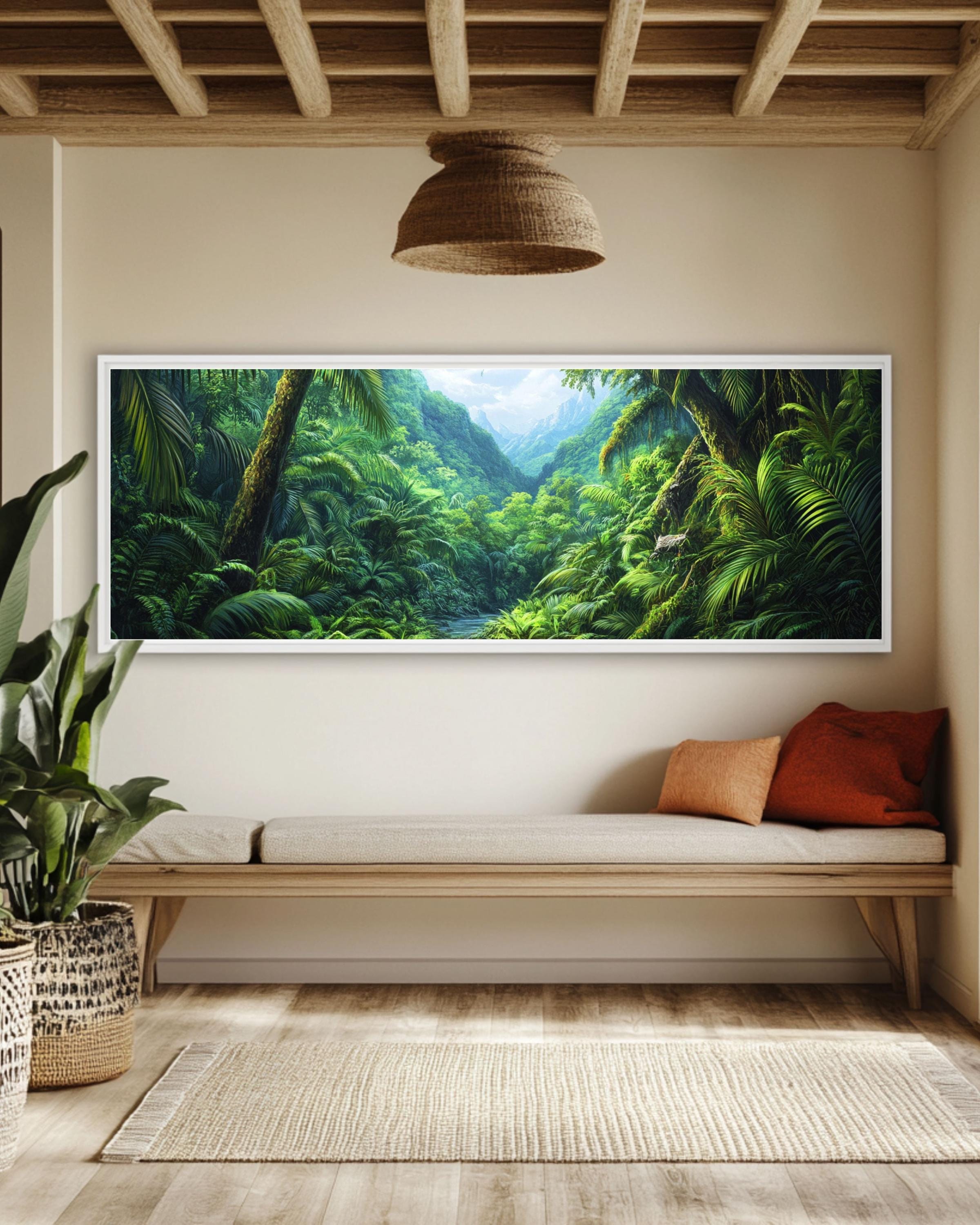Tropical Rainforest Canvas Art: Lush Green Jungle Scene Canvas Wall Art Print – Premium Home Decor