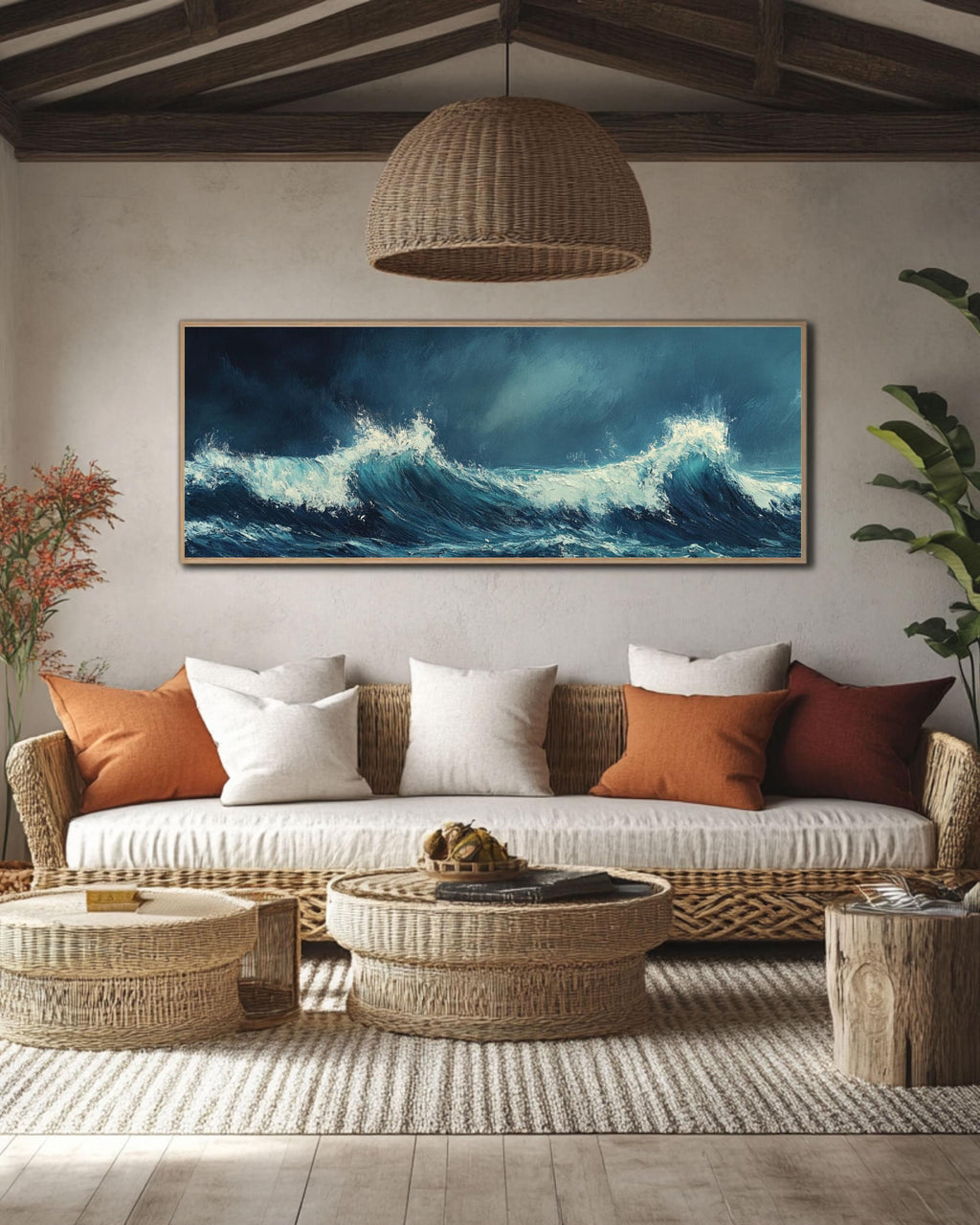 Impasto Ocean Waves Art: Moody Coastal Canvas or Poster Canvas Wall Art Print – Premium Home Decor