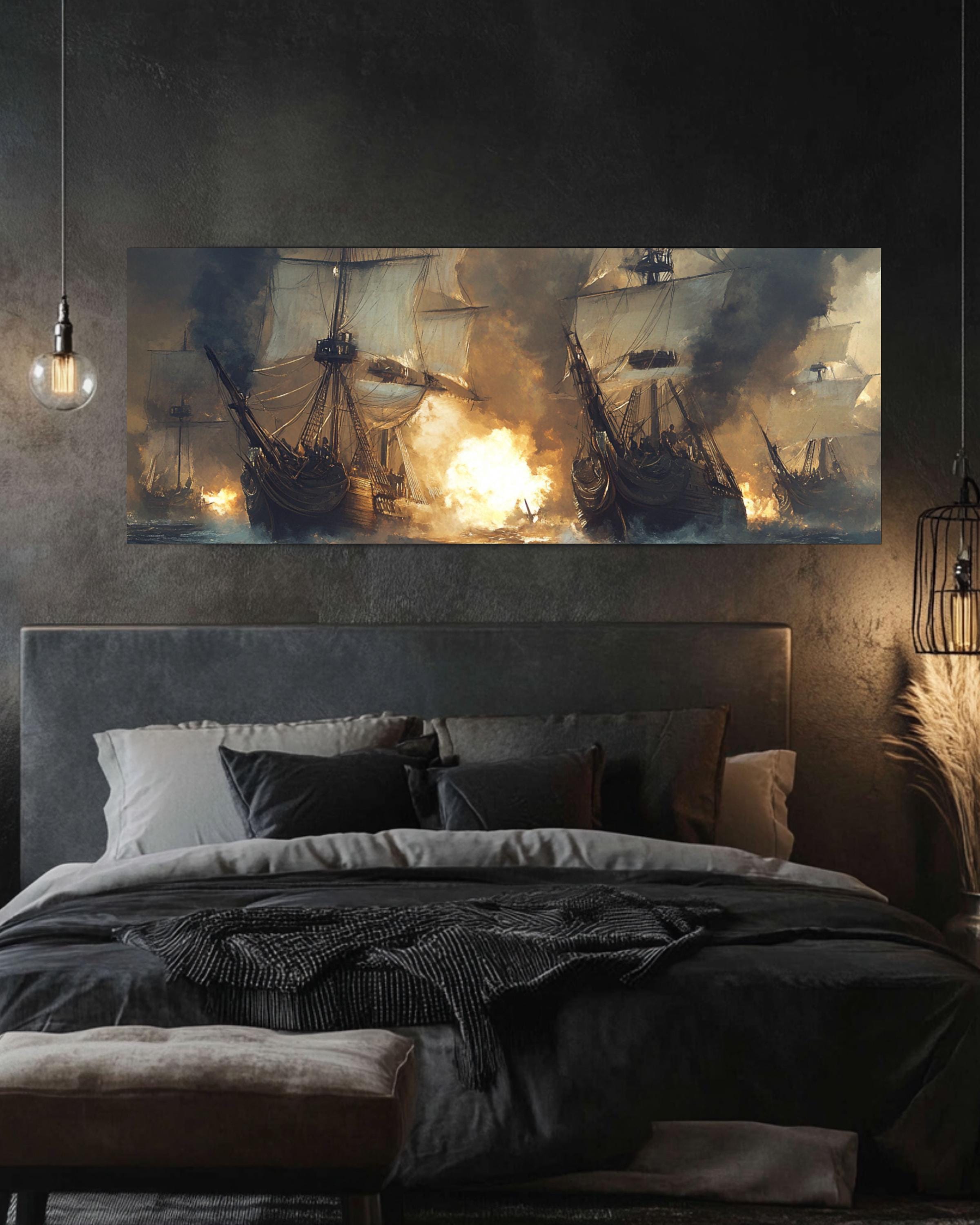 Pirate Ship Battle Canvas Art: Nautical Adventure Scene Canvas Wall Art Print – Premium Home Decor