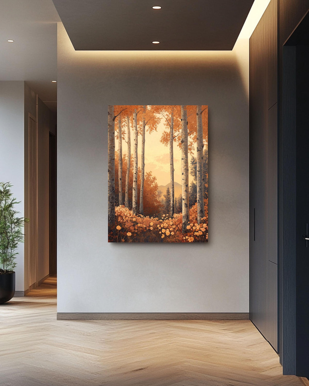 Maxfield Parrish Style Autumn Forest Art: Vintage Fall Foliage Canvas or Poster Canvas Wall Art Print – Premium Home Decor