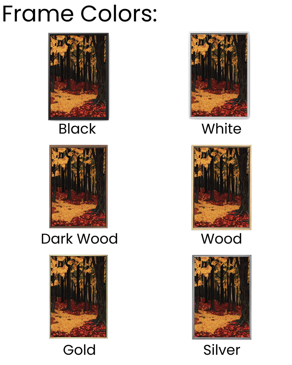 Autumn Forest Wall Art: Golden Crimson Leaves, Vintage Style Canvas Wall Art Print – Premium Home Decor