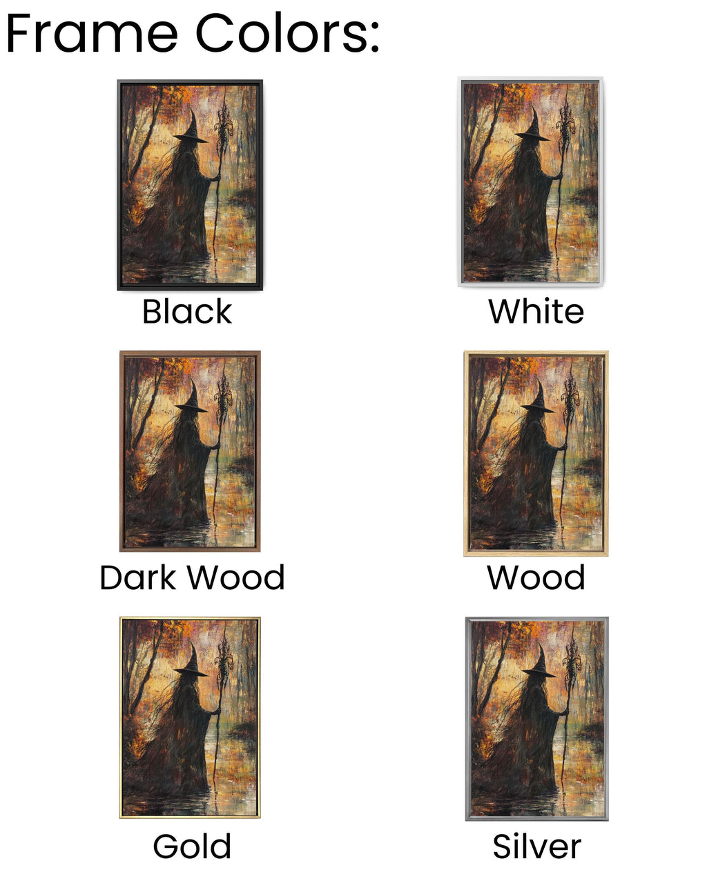 Autumn Witch River Art: Fantasy Magic Scene, Fall Decor Canvas Wall Art Print – Premium Home Decor