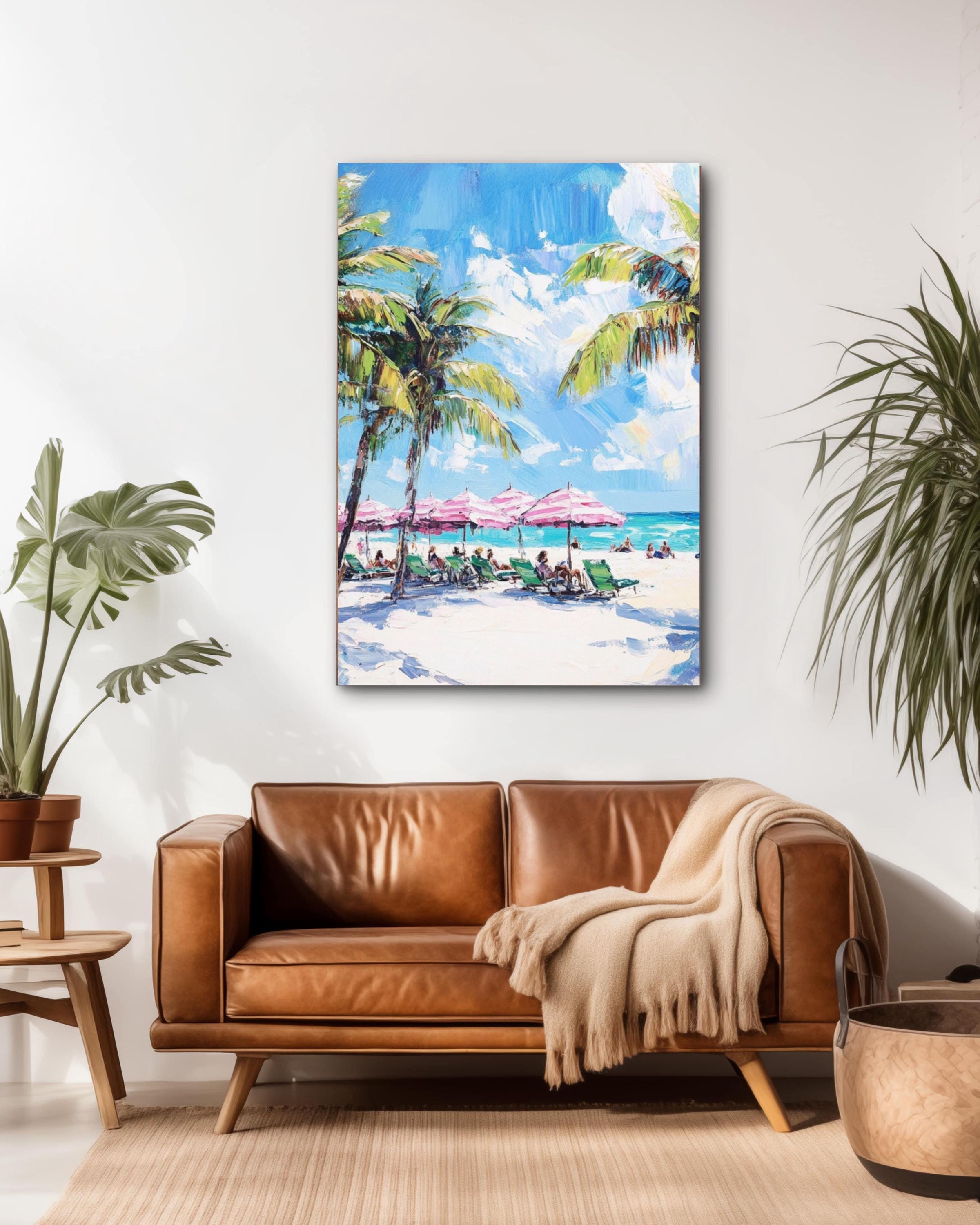 Miami Beach Art Print: Paul Kenton Style Coastal Decor Canvas Wall Art Print – Premium Home Decor