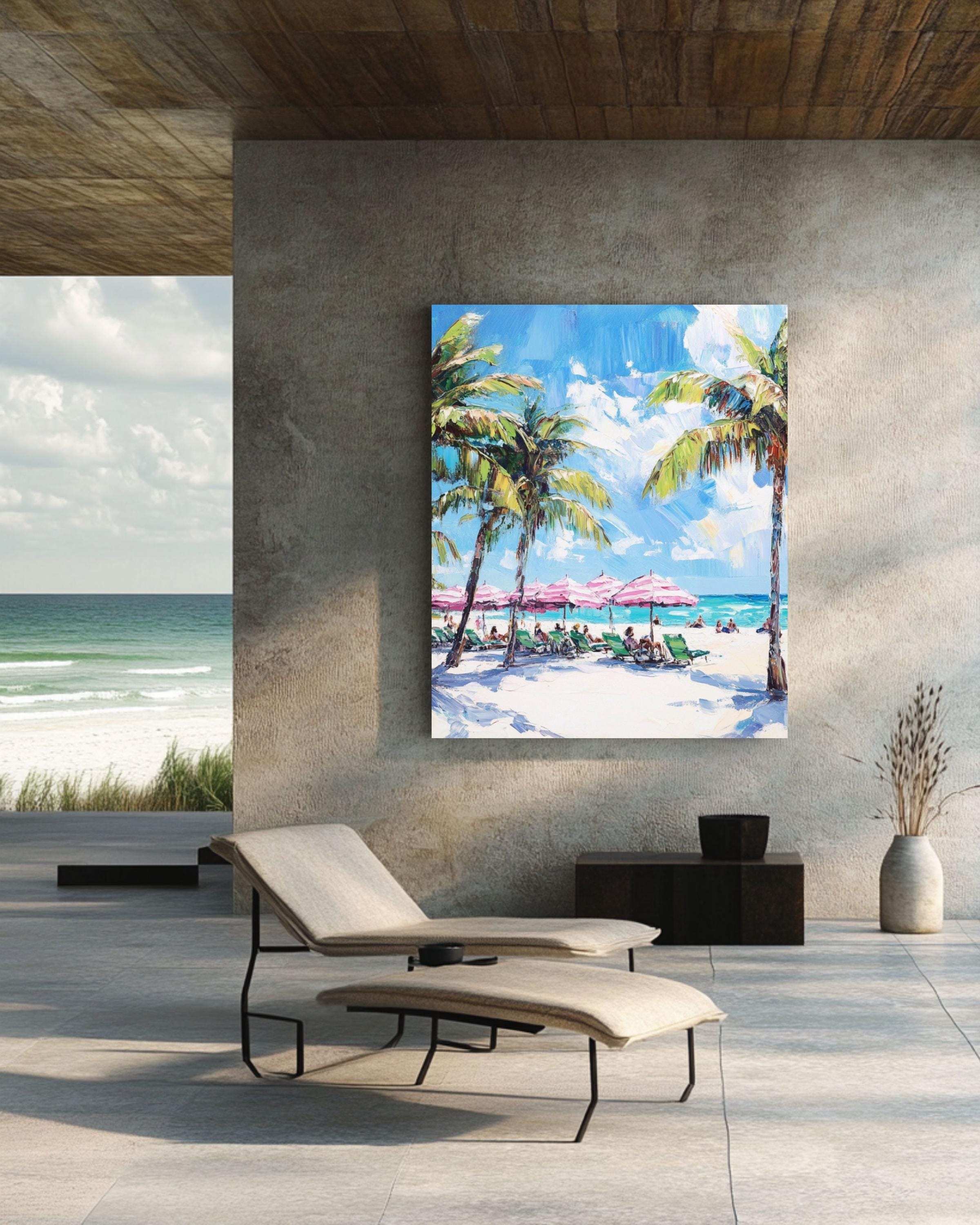 Miami Beach Art Print: Paul Kenton Style Coastal Decor Canvas Wall Art Print – Premium Home Decor