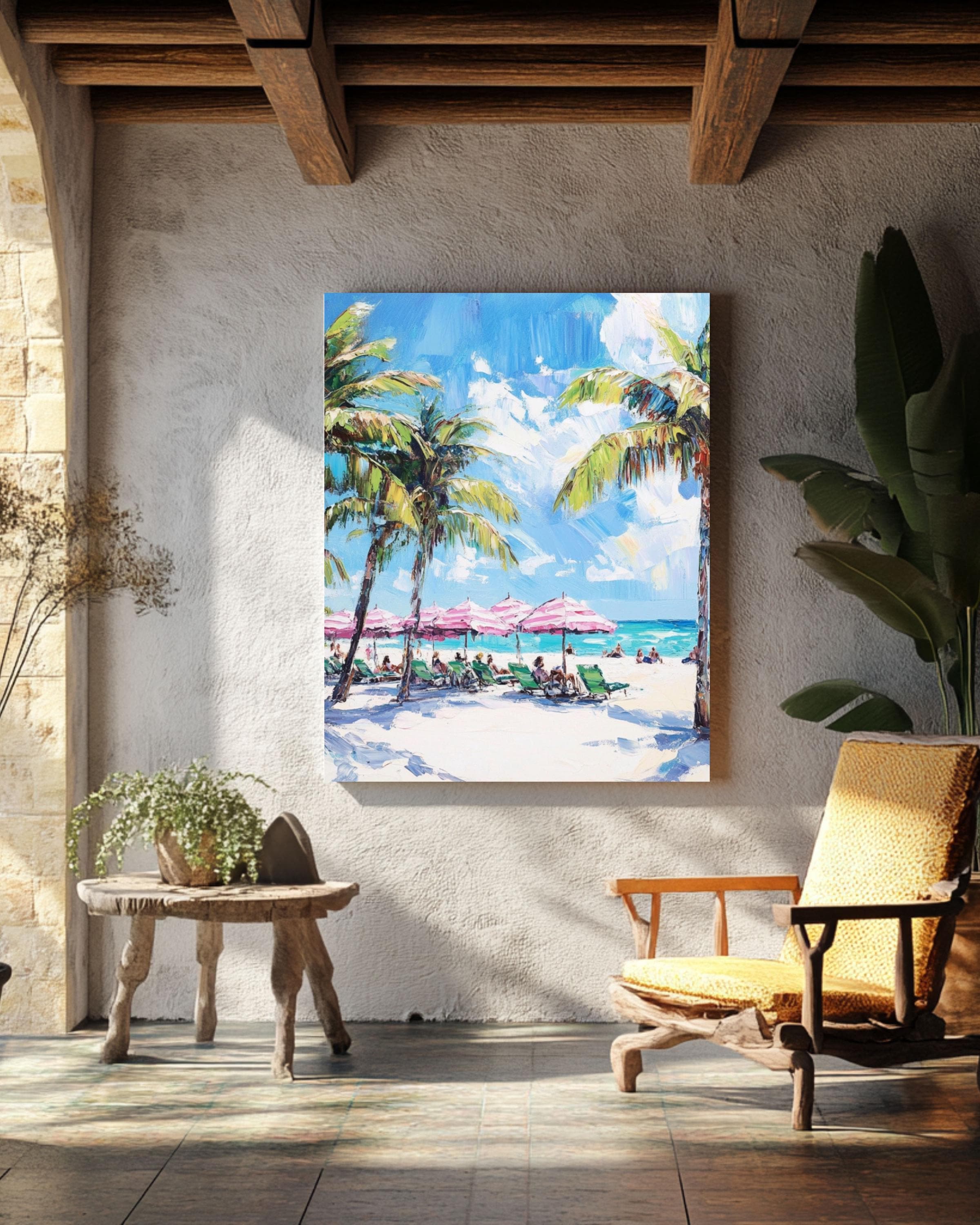 Miami Beach Art Print: Paul Kenton Style Coastal Decor Canvas Wall Art Print – Premium Home Decor