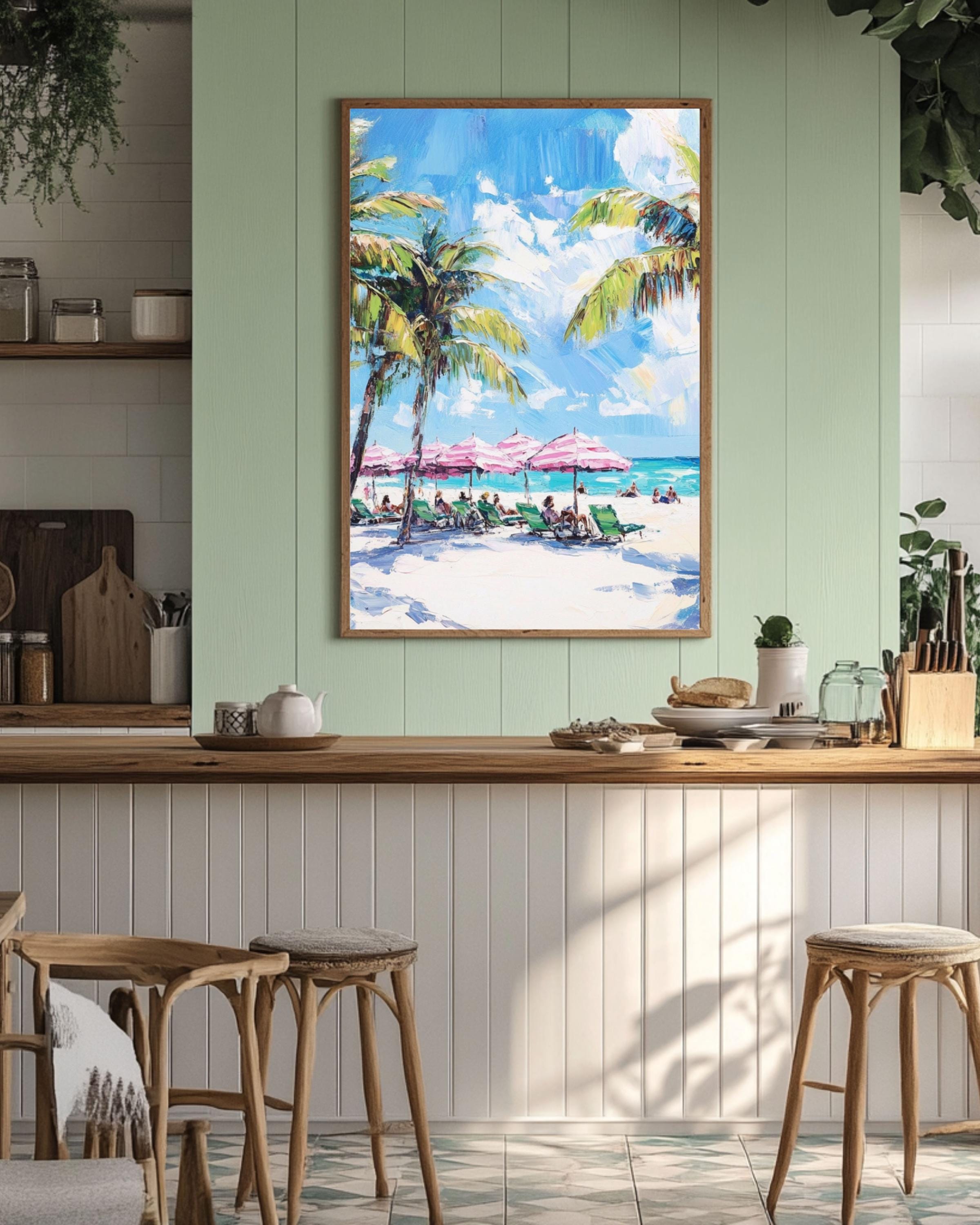 Miami Beach Art Print: Paul Kenton Style Coastal Decor Canvas Wall Art Print – Premium Home Decor