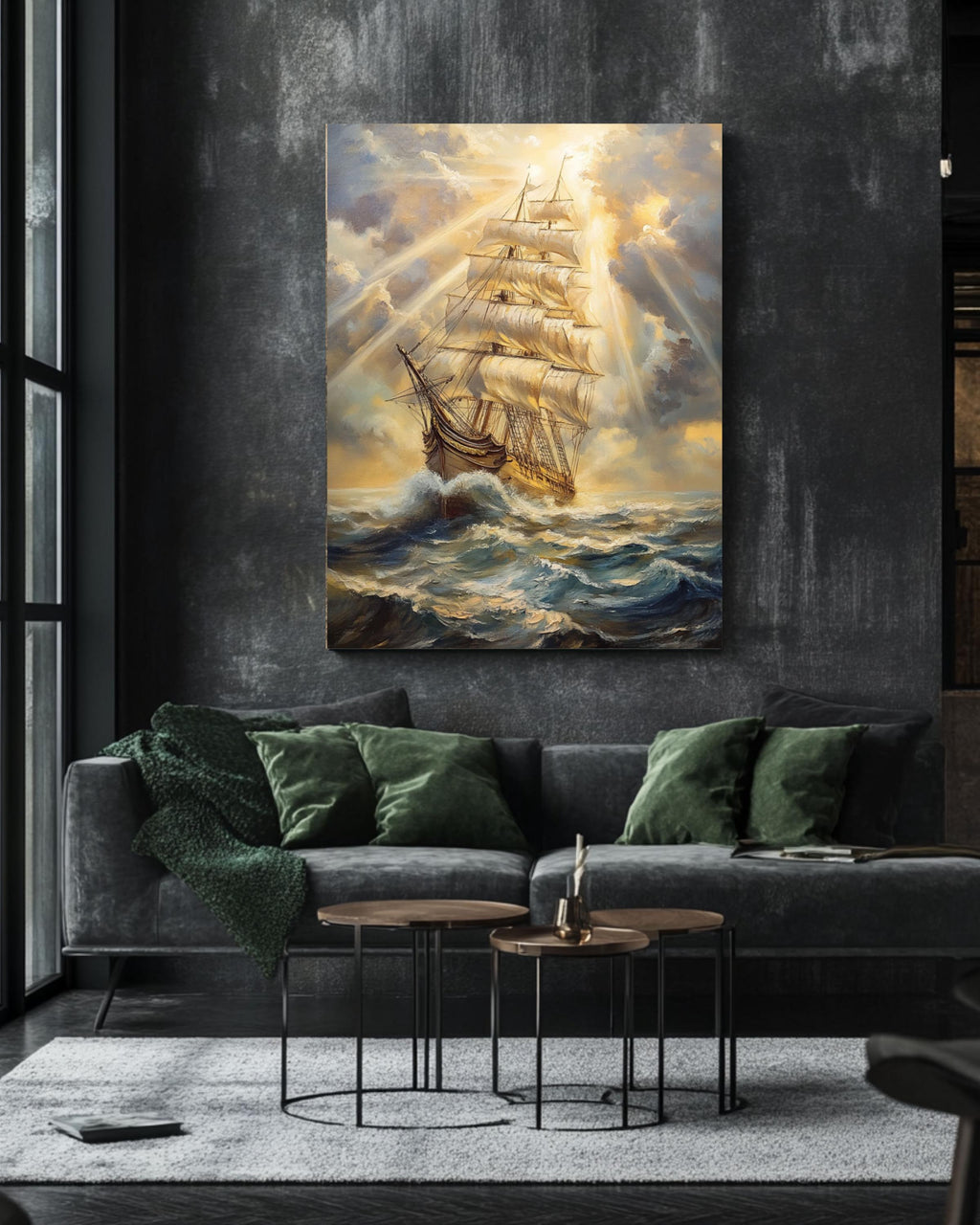 Vintage Sailing Ship Print: Stormy Sea Nautical Canvas Art Canvas Wall Art – Modern Decor Print
