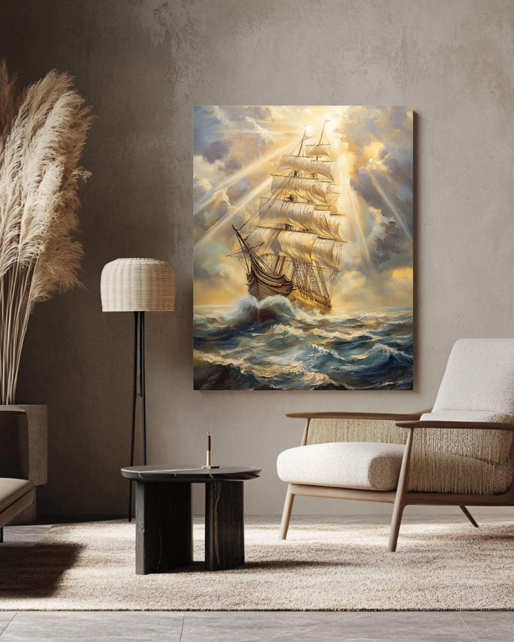 Vintage Sailing Ship Print: Stormy Sea Nautical Canvas Art Canvas Wall Art – Modern Decor Print