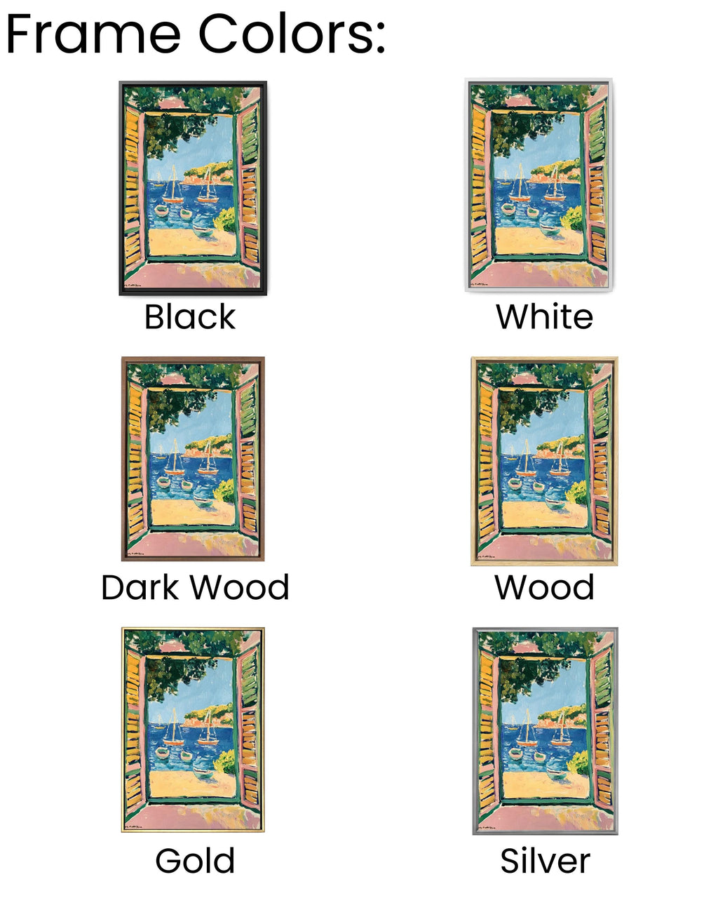 Matisse Style Coastal Print: Fauvist Open Window with Boats Canvas Wall Art – Modern Decor Print