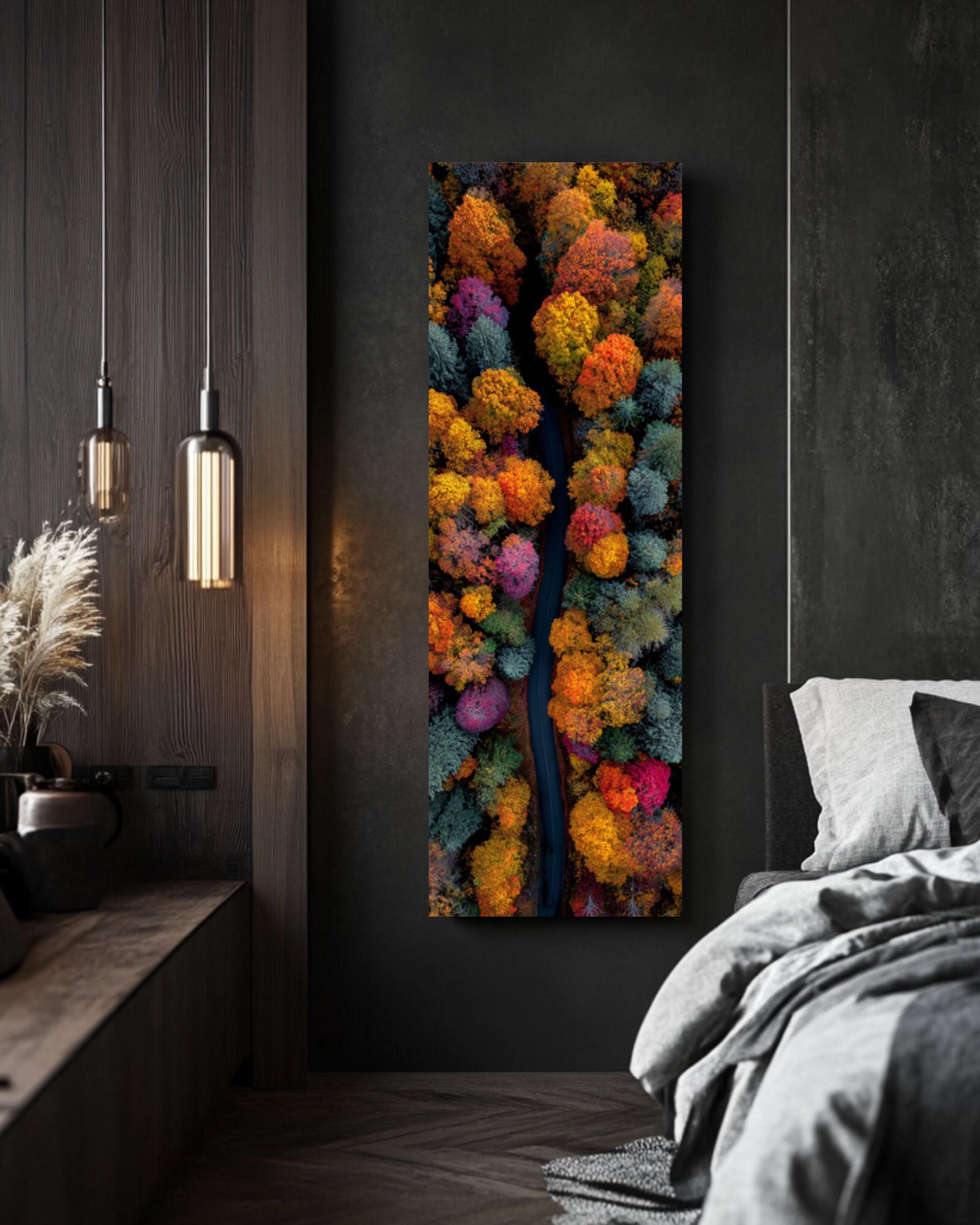 Aerial Autumn Forest Canvas Print â€“ Colorful Drone View Landscape Canvas Wall Art – Modern Decor Print