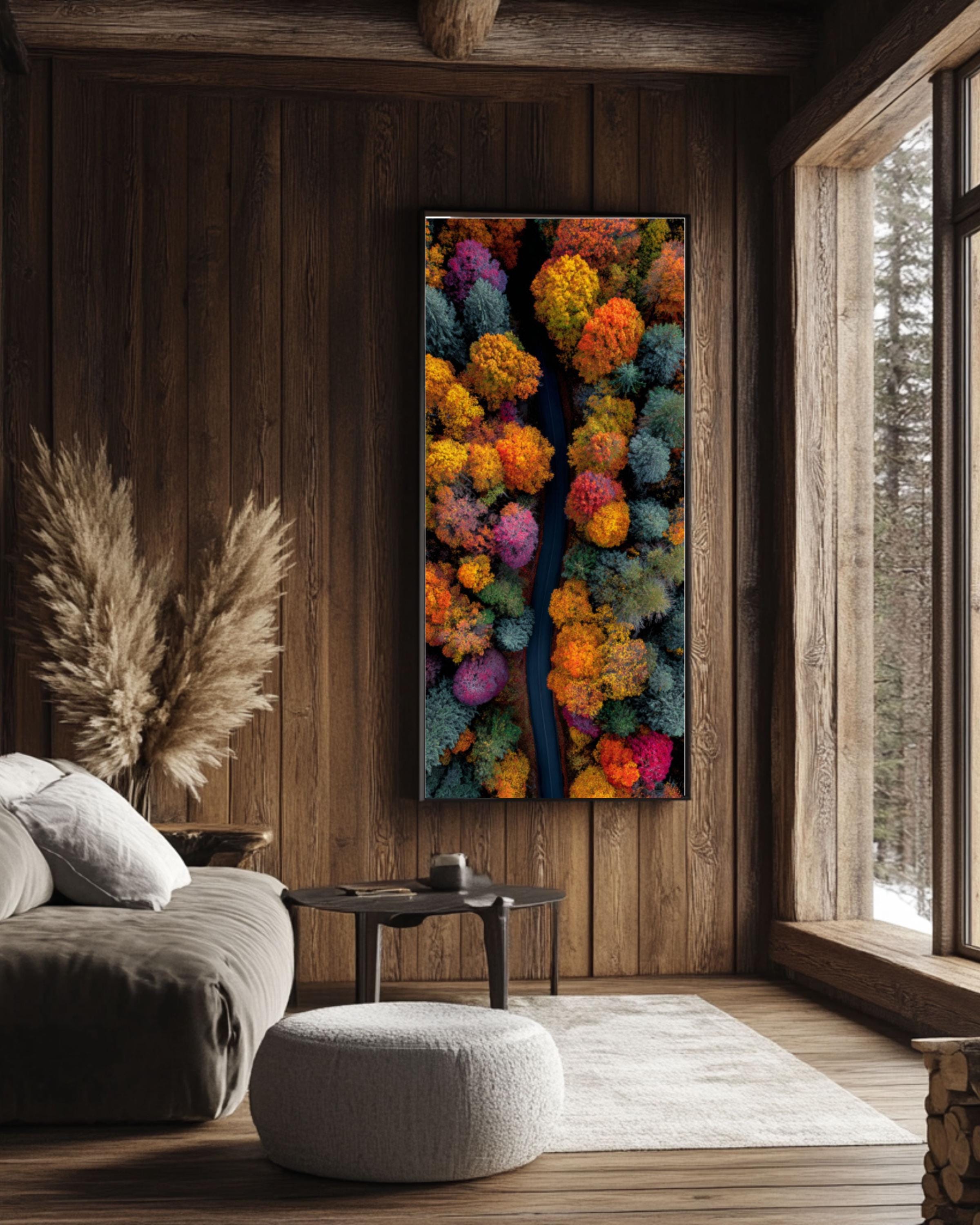 Aerial Autumn Forest Canvas Print â€“ Colorful Drone View Landscape Canvas Wall Art – Modern Decor Print