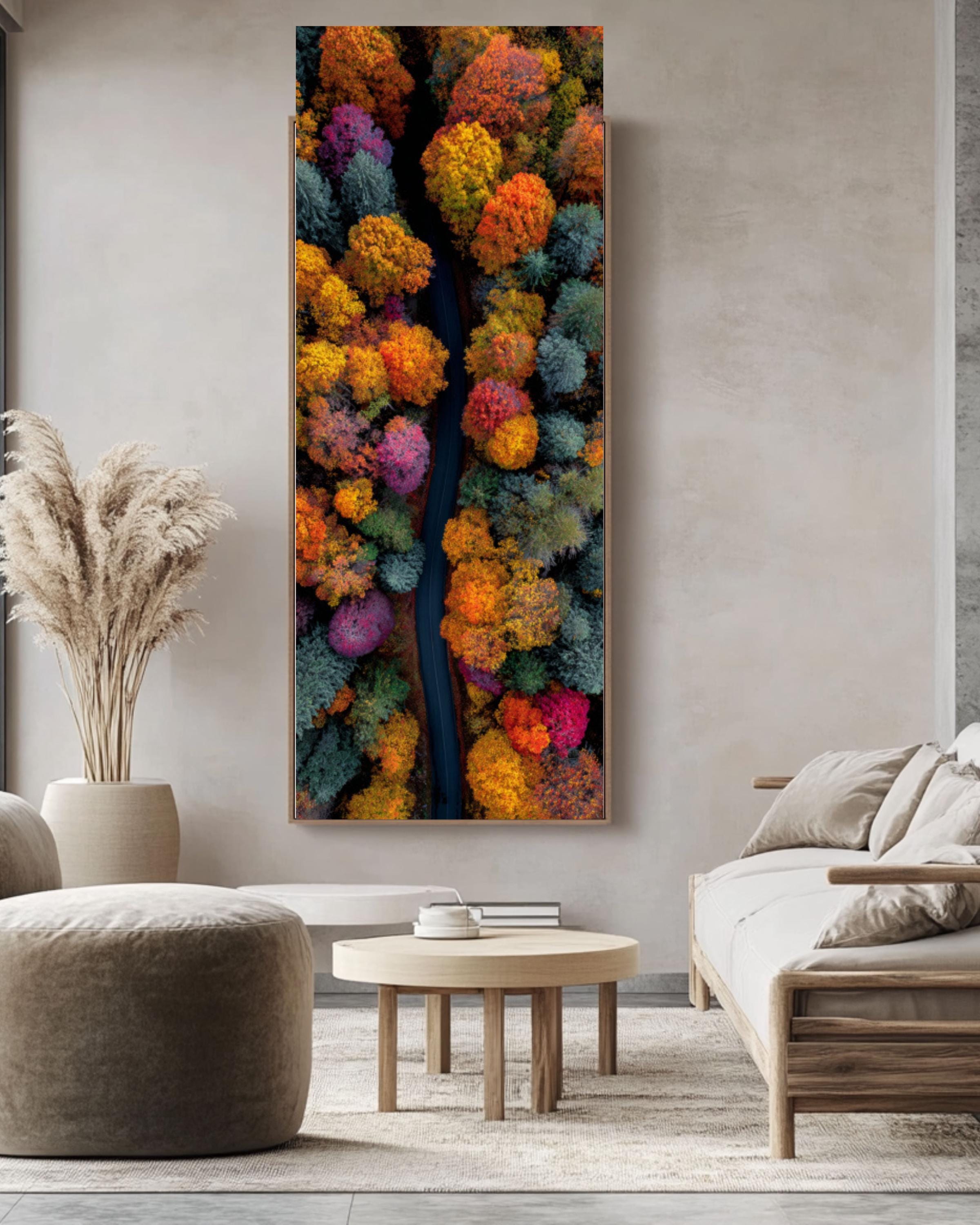 Aerial Autumn Forest Canvas Print â€“ Colorful Drone View Landscape Canvas Wall Art – Modern Decor Print