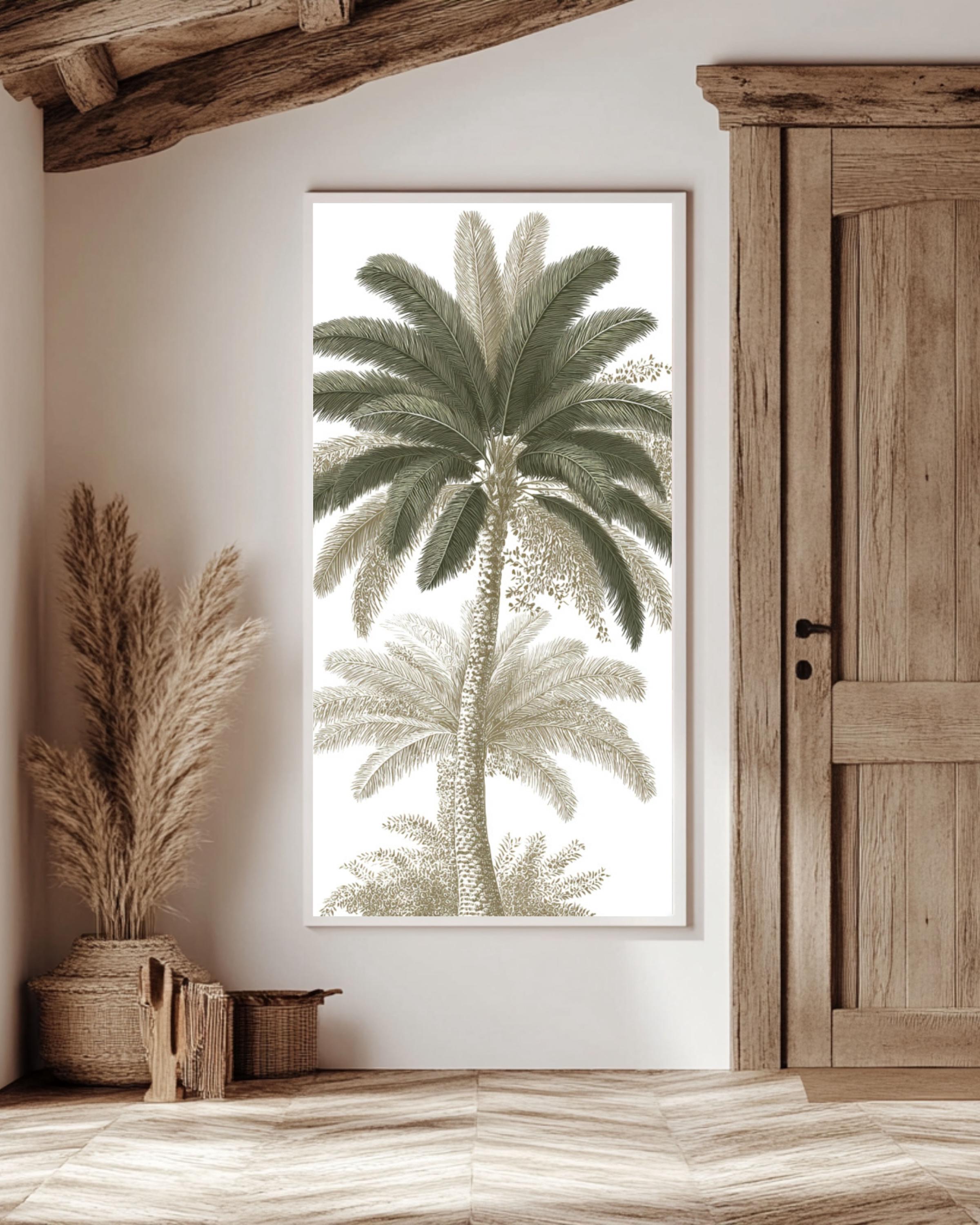 Vintage Palm Tree Canvas Art: Botanical Print for Coastal Decor Canvas Wall Art – Modern Decor Print