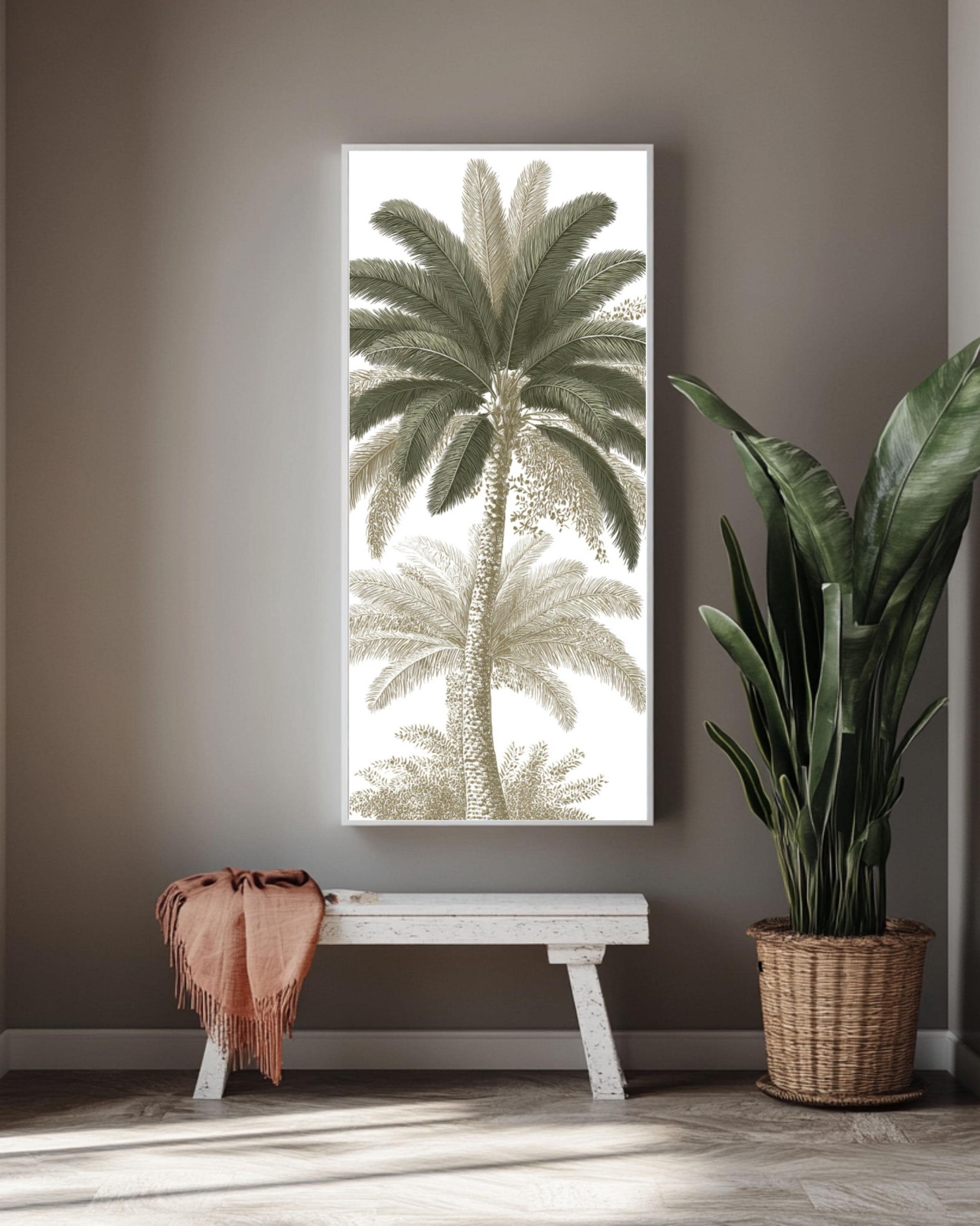 Vintage Palm Tree Canvas Art: Botanical Print for Coastal Decor Canvas Wall Art – Modern Decor Print