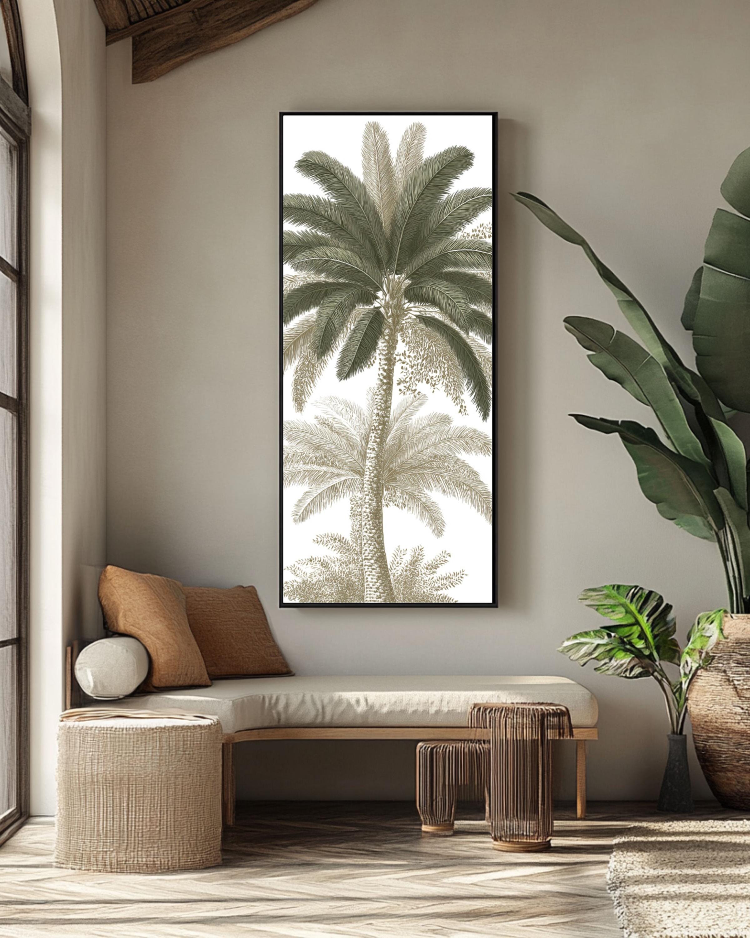 Vintage Palm Tree Canvas Art: Botanical Print for Coastal Decor Canvas Wall Art – Modern Decor Print