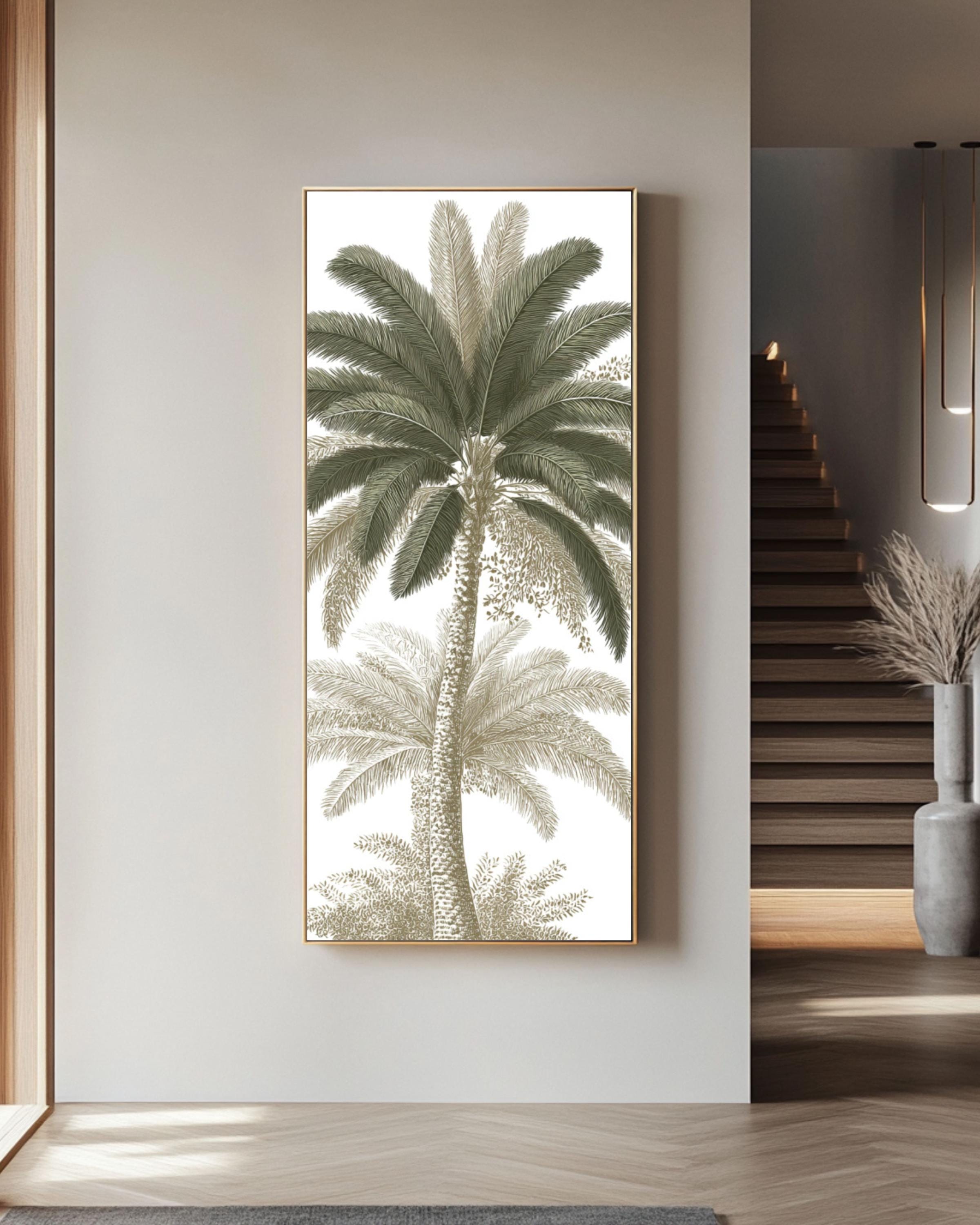 Vintage Palm Tree Canvas Art: Botanical Print for Coastal Decor Canvas Wall Art – Modern Decor Print