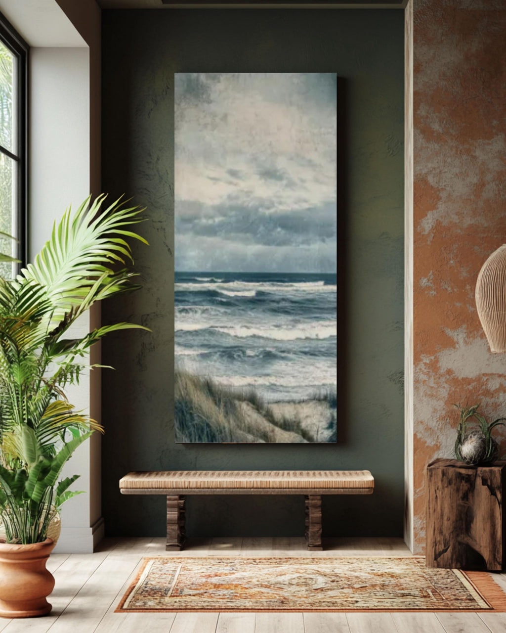Moody Ocean Waves Canvas Print: Vintage Coastal Seascape Art Canvas Wall Art Print – Premium Home Decor
