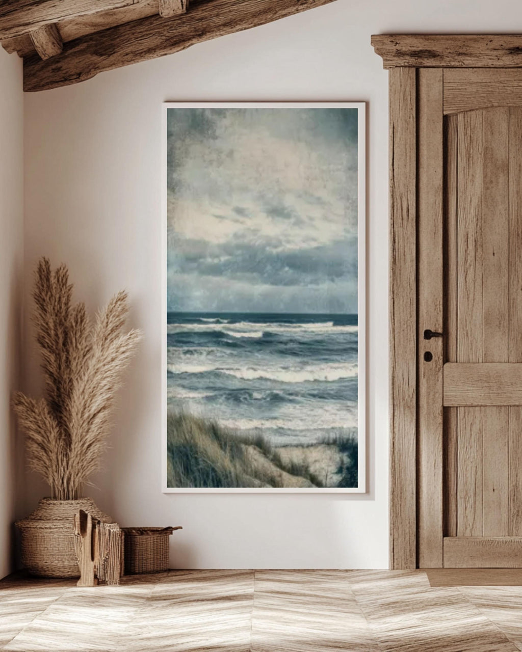 Moody Ocean Waves Canvas Print: Vintage Coastal Seascape Art Canvas Wall Art Print – Premium Home Decor