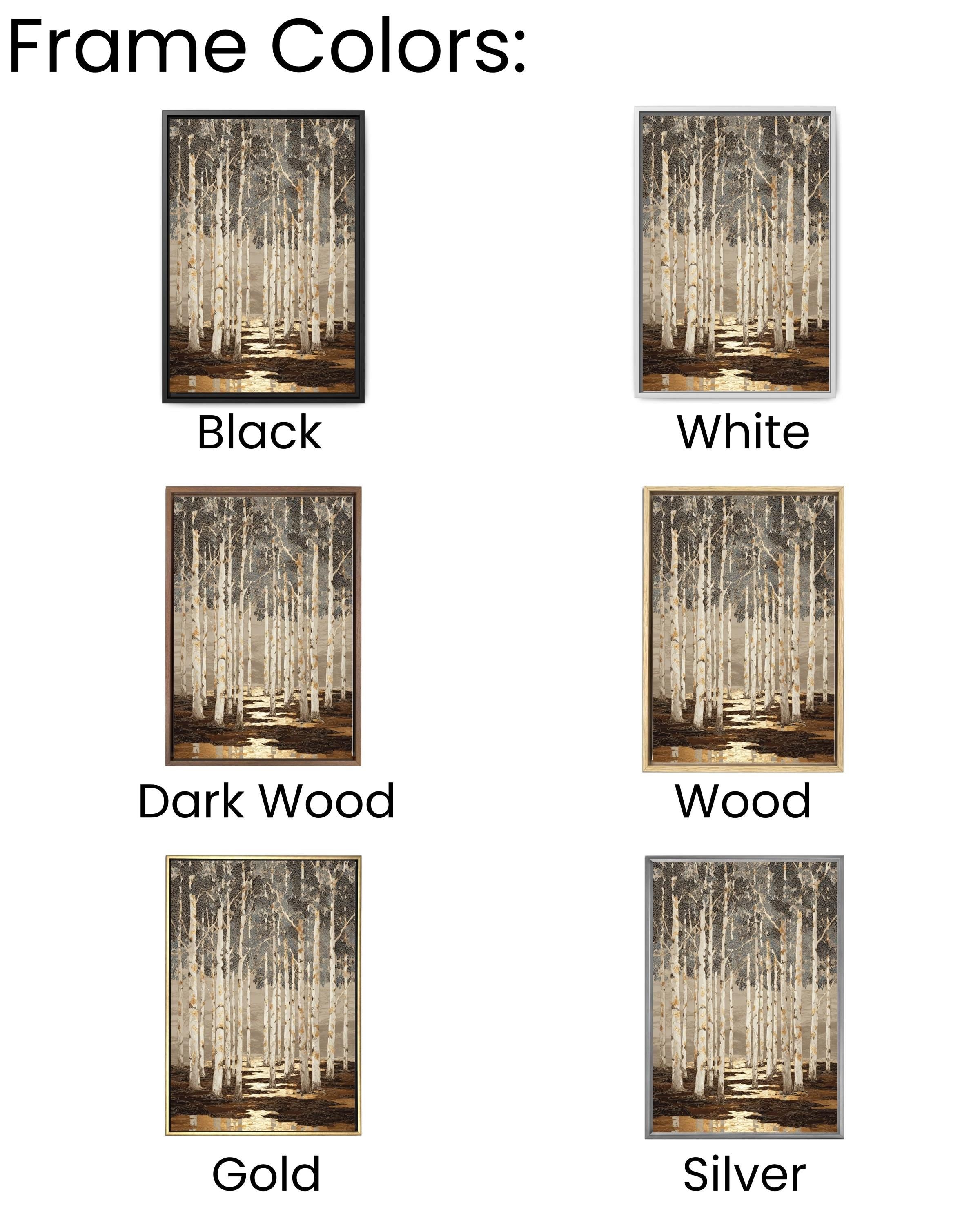 Batik Birch Tree Forest Art Print: Tan, Black & Gold Highlights Canvas Wall Art – Modern Decor Print