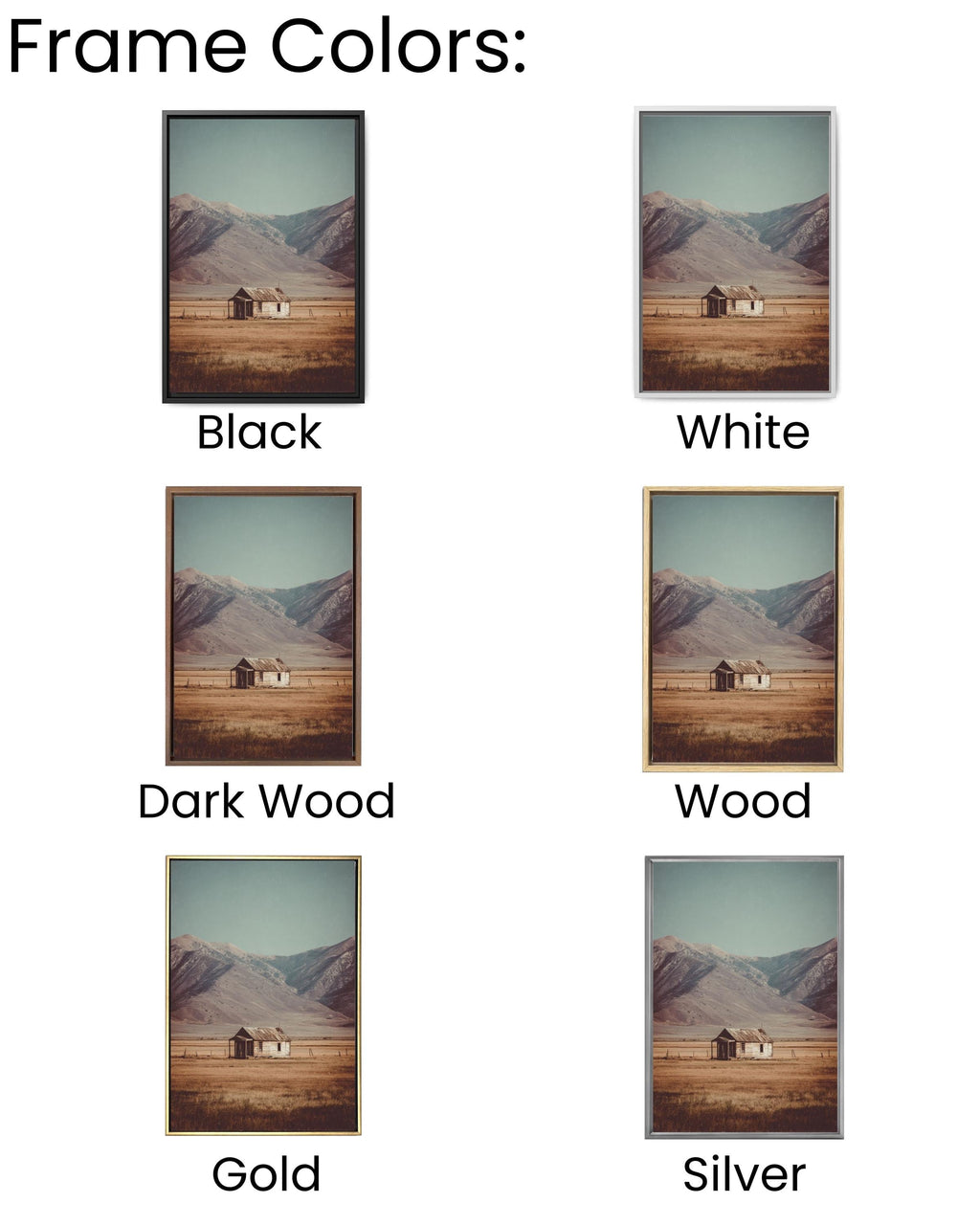 Rustic Cabin Field Art: Minimalist Mountain Landscape Print Canvas Wall Art – Modern Decor Print