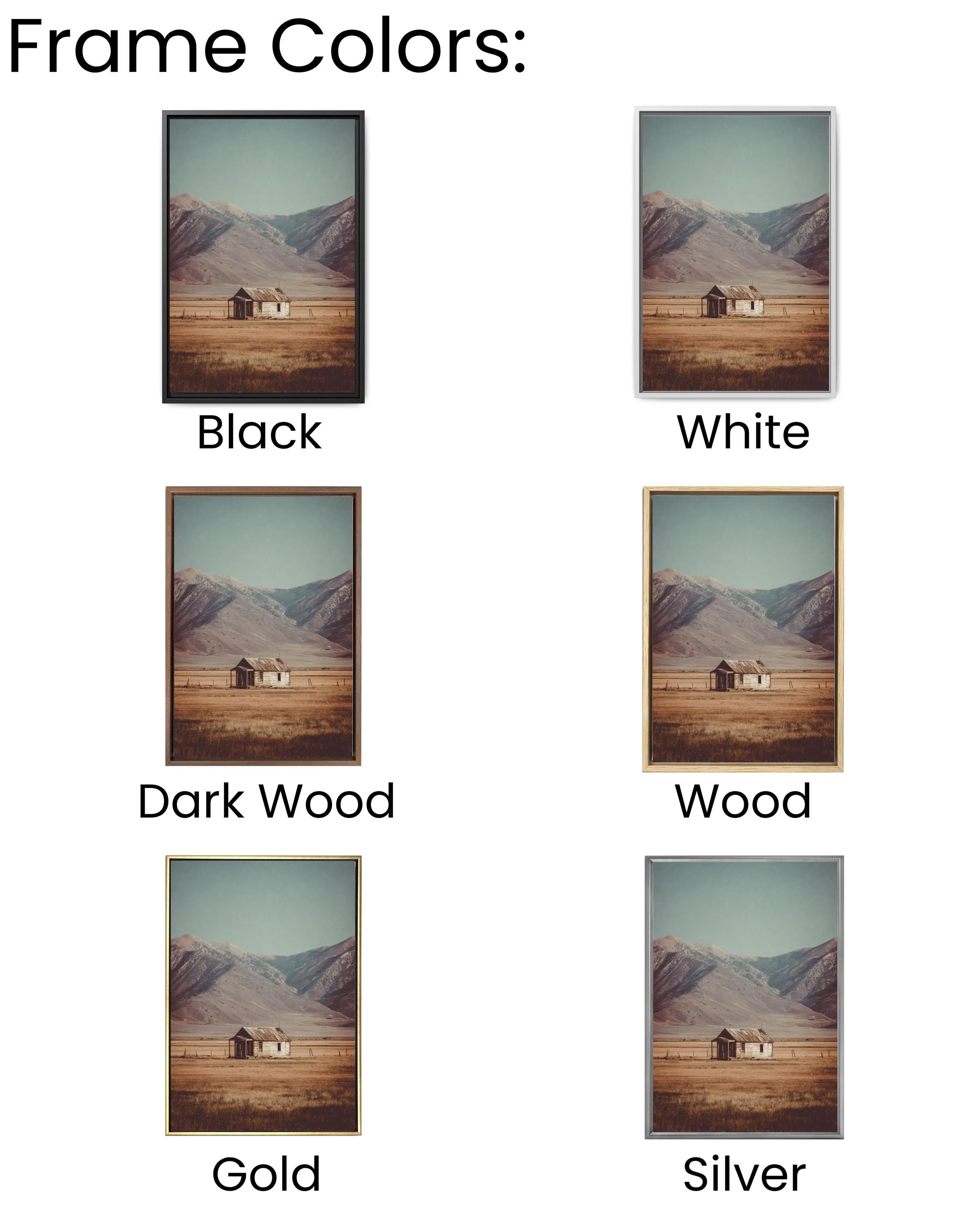 Rustic Cabin Field Art: Minimalist Mountain Landscape Print Canvas Wall Art – Modern Decor Print