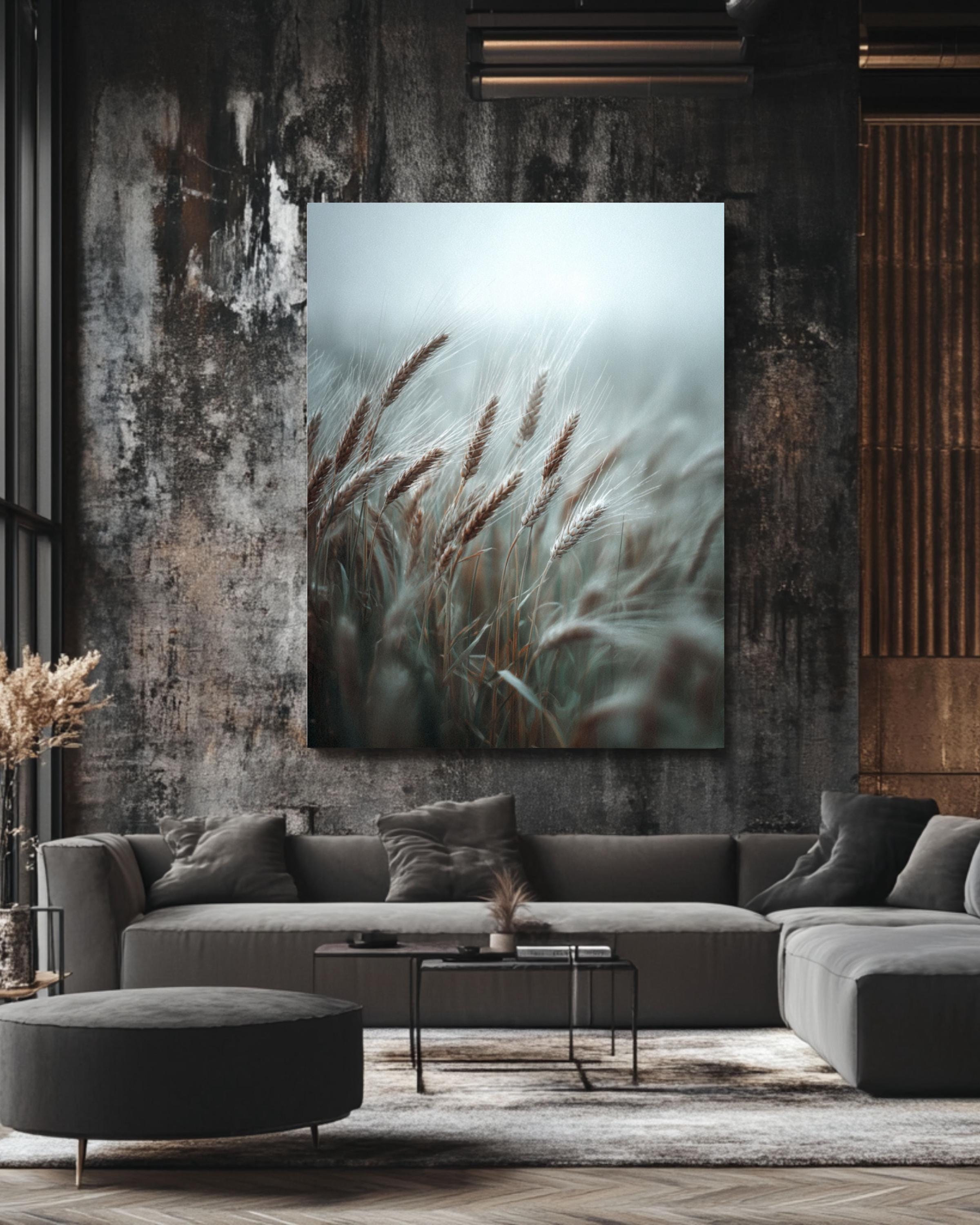 Minimalist Wheat Field Photo: Award-Winning Nature Art Print Canvas Wall Art – Modern Decor Print