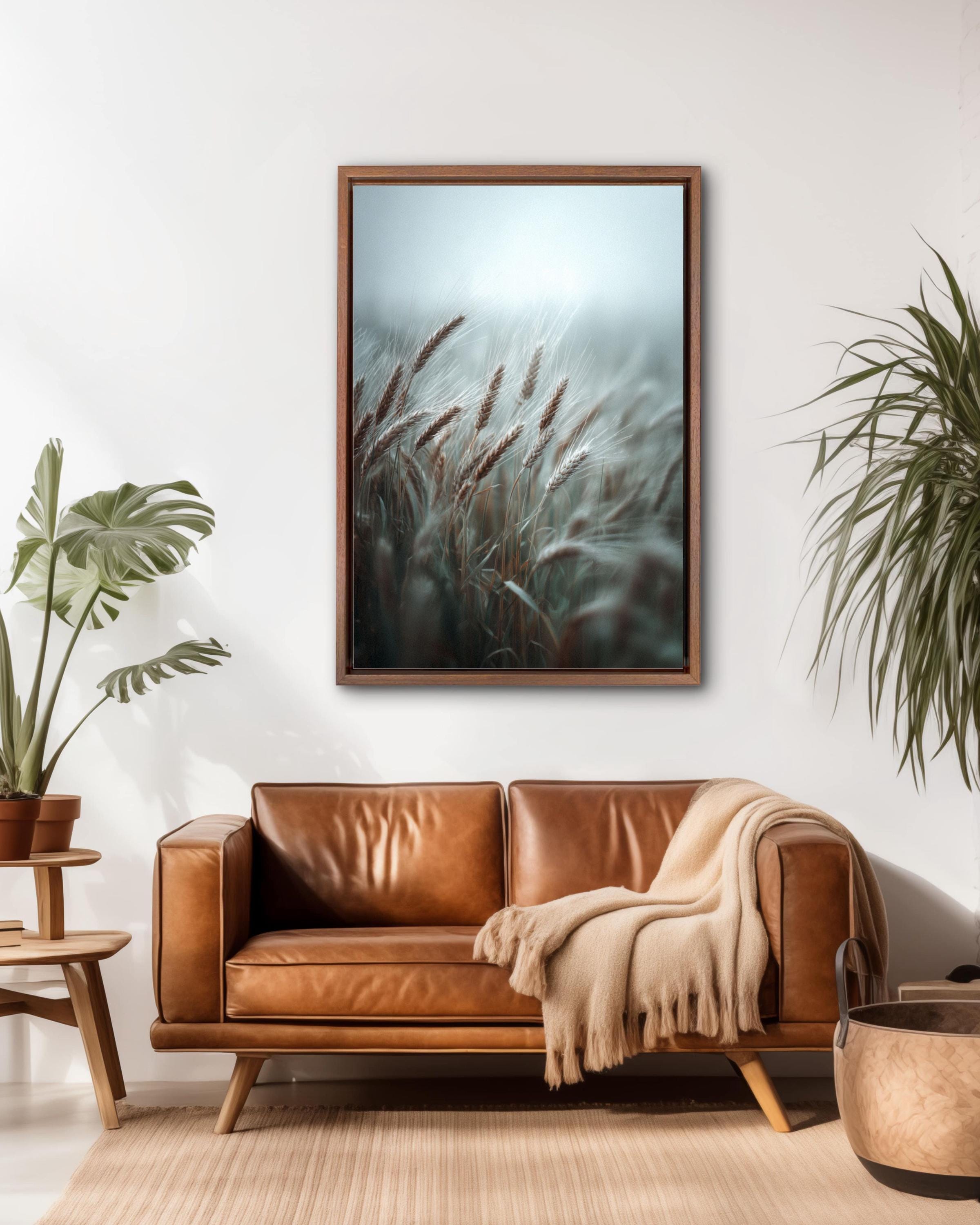 Minimalist Wheat Field Photo: Award-Winning Nature Art Print Canvas Wall Art – Modern Decor Print