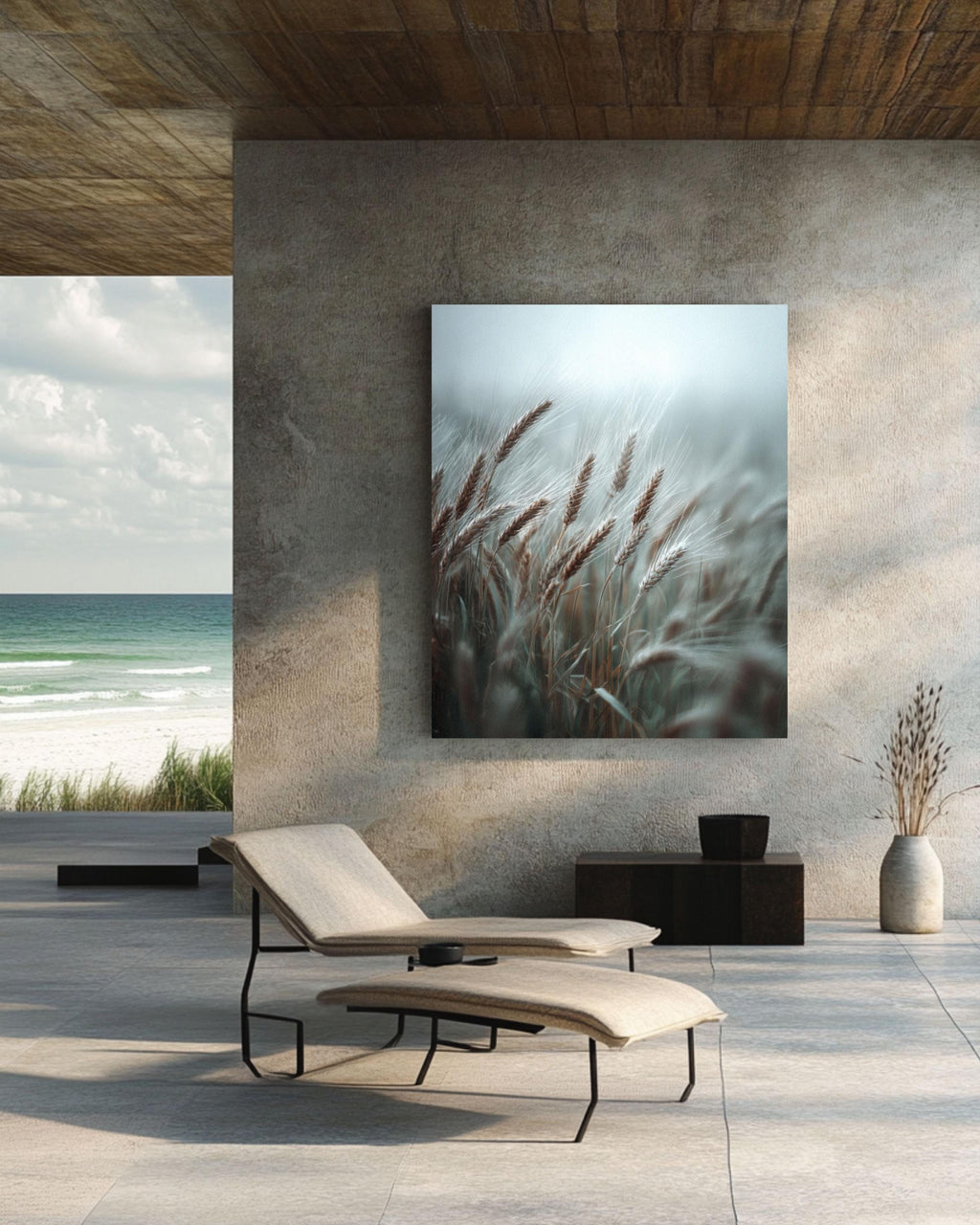 Minimalist Wheat Field Photo: Award-Winning Nature Art Print Canvas Wall Art – Modern Decor Print