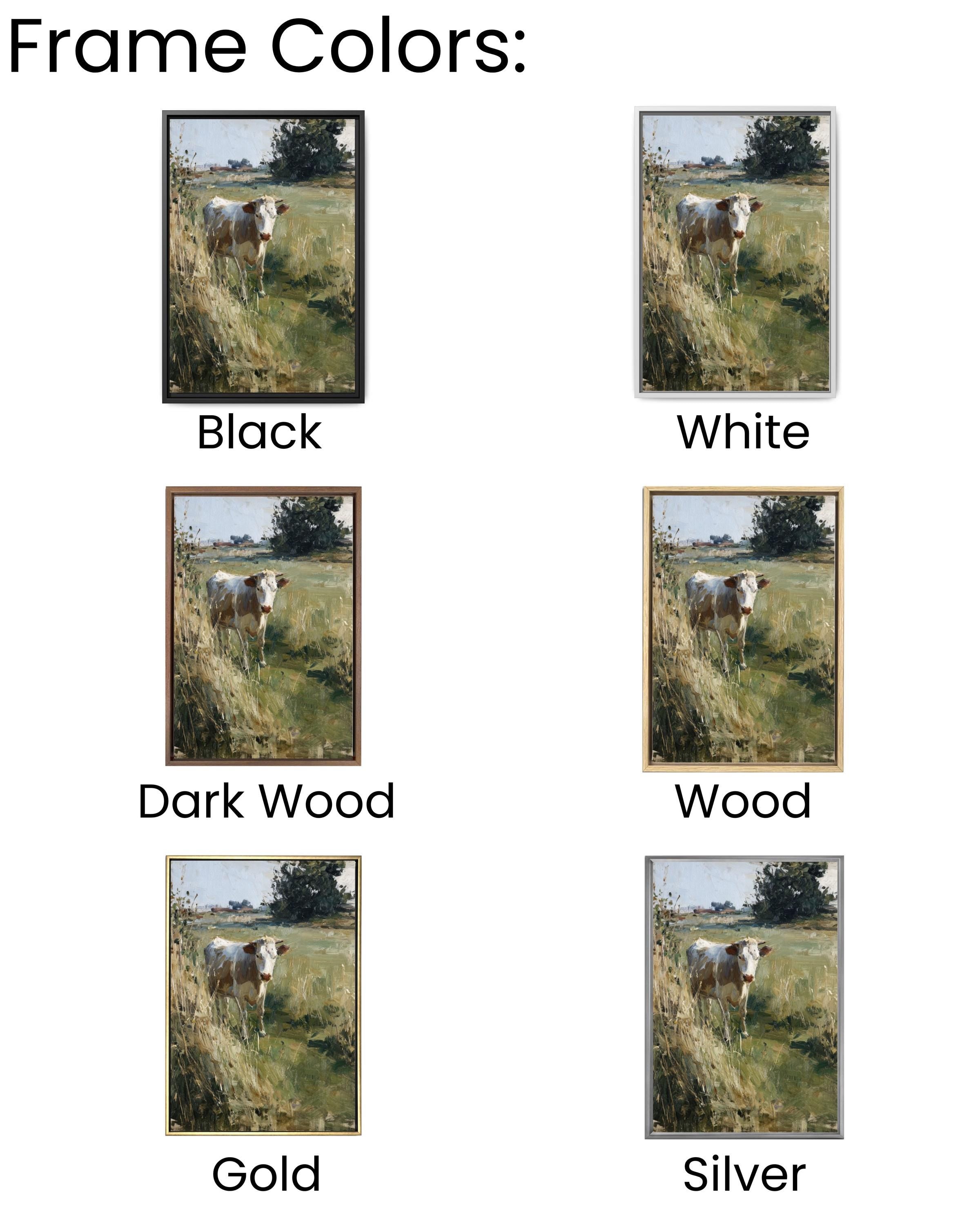 Cow in Grassy Field Art Print: Muted Oil Painting, John Singer Sargent Style Canvas Wall Art – Modern Decor Print