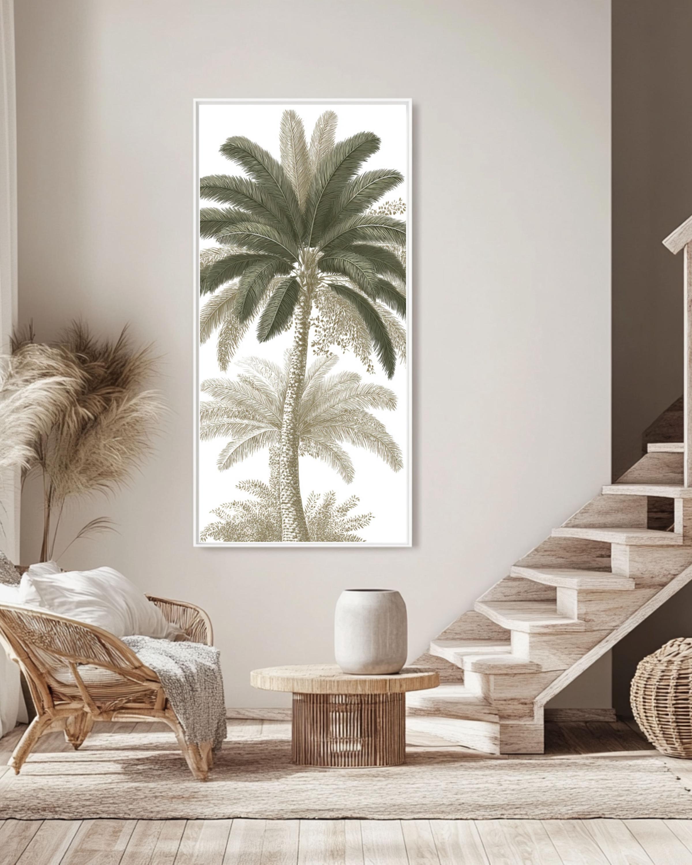 Vintage Palm Tree Canvas Art: Botanical Print for Coastal Decor Canvas Wall Art – Modern Decor Print