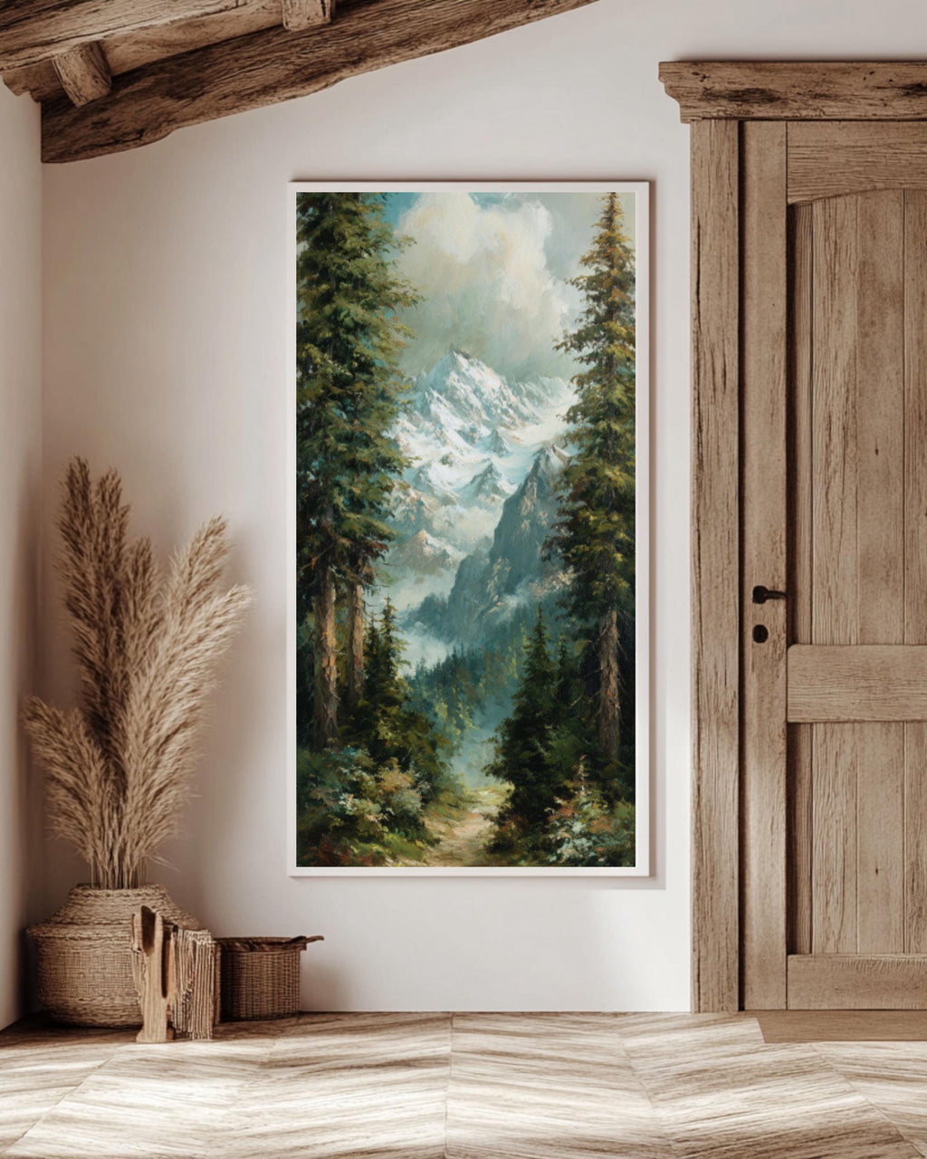 Alpine Mountain Art Print: Vintage Oil Landscape, Turner Style Canvas Wall Art – Modern Decor Print