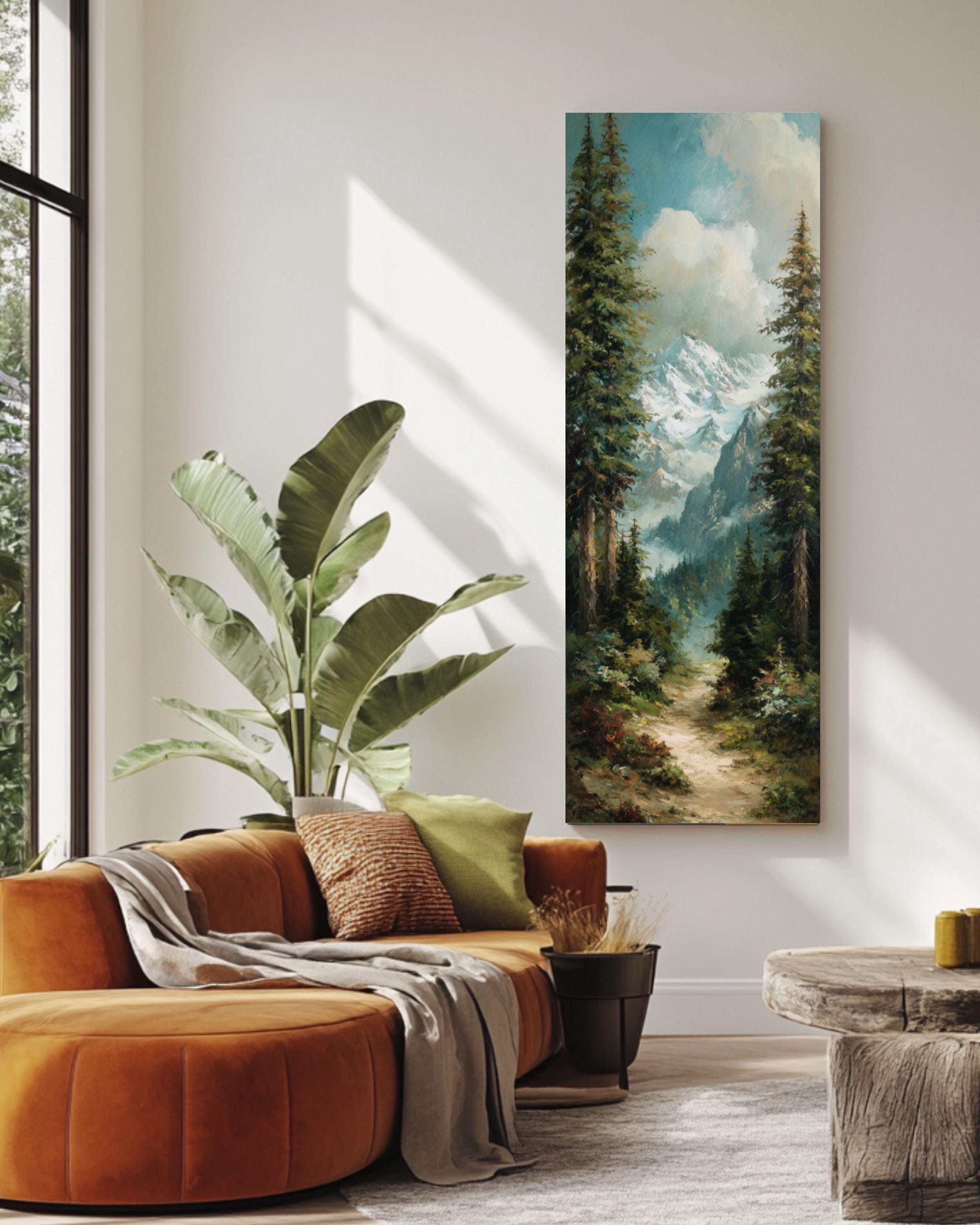 Alpine Mountain Art Print: Vintage Oil Landscape, Turner Style Canvas Wall Art – Modern Decor Print