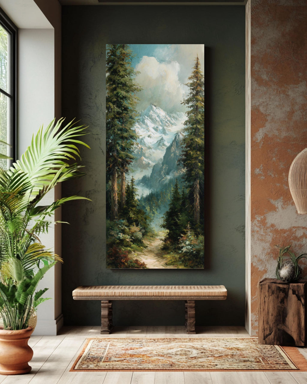 Alpine Mountain Art Print: Vintage Oil Landscape, Turner Style Canvas Wall Art – Modern Decor Print