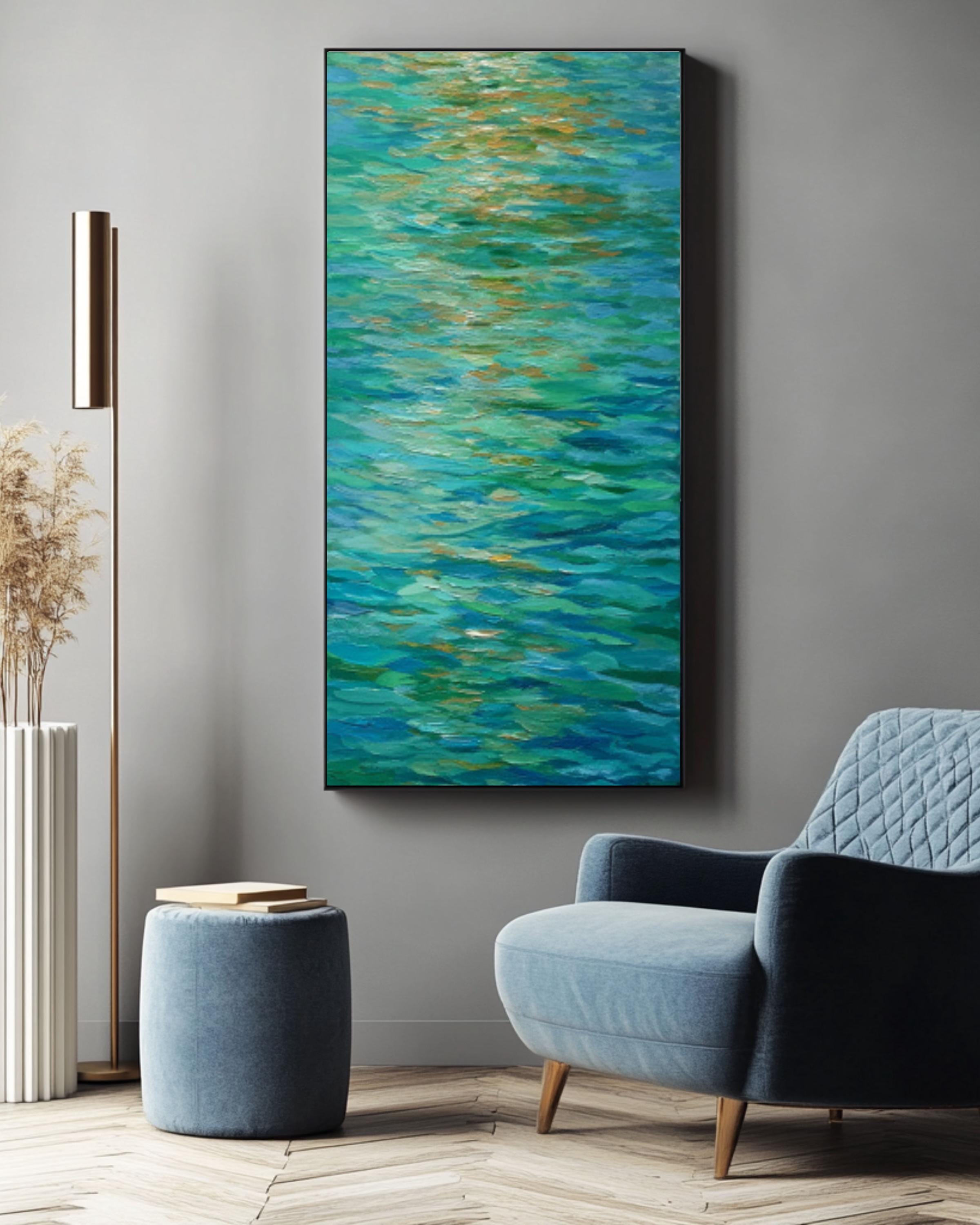 Impressionist Water Reflection Art | Tranquil Blue Green Abstract