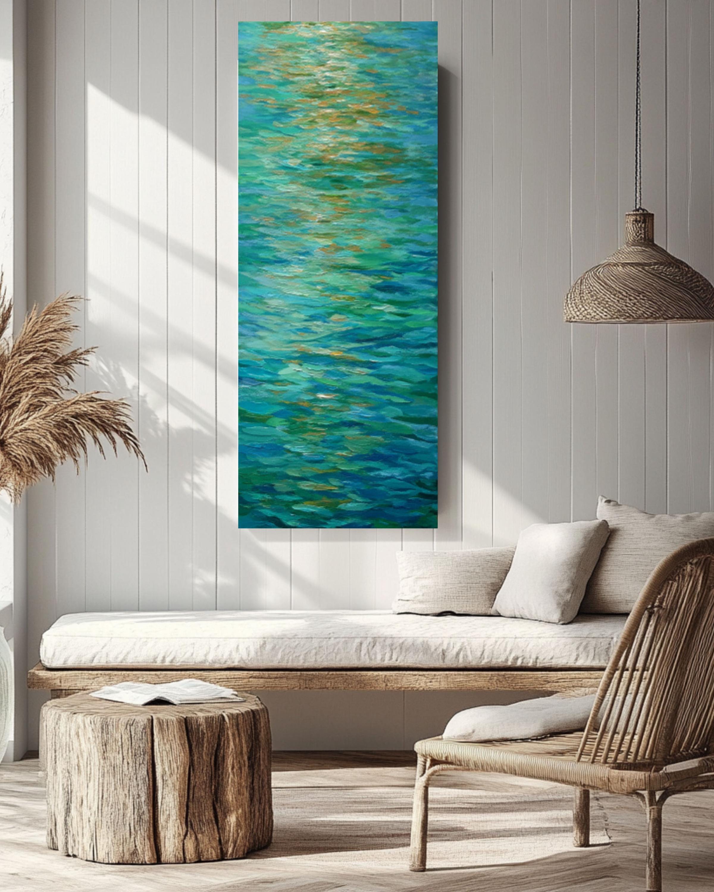 Impressionist Water Reflection Art | Tranquil Blue Green Abstract